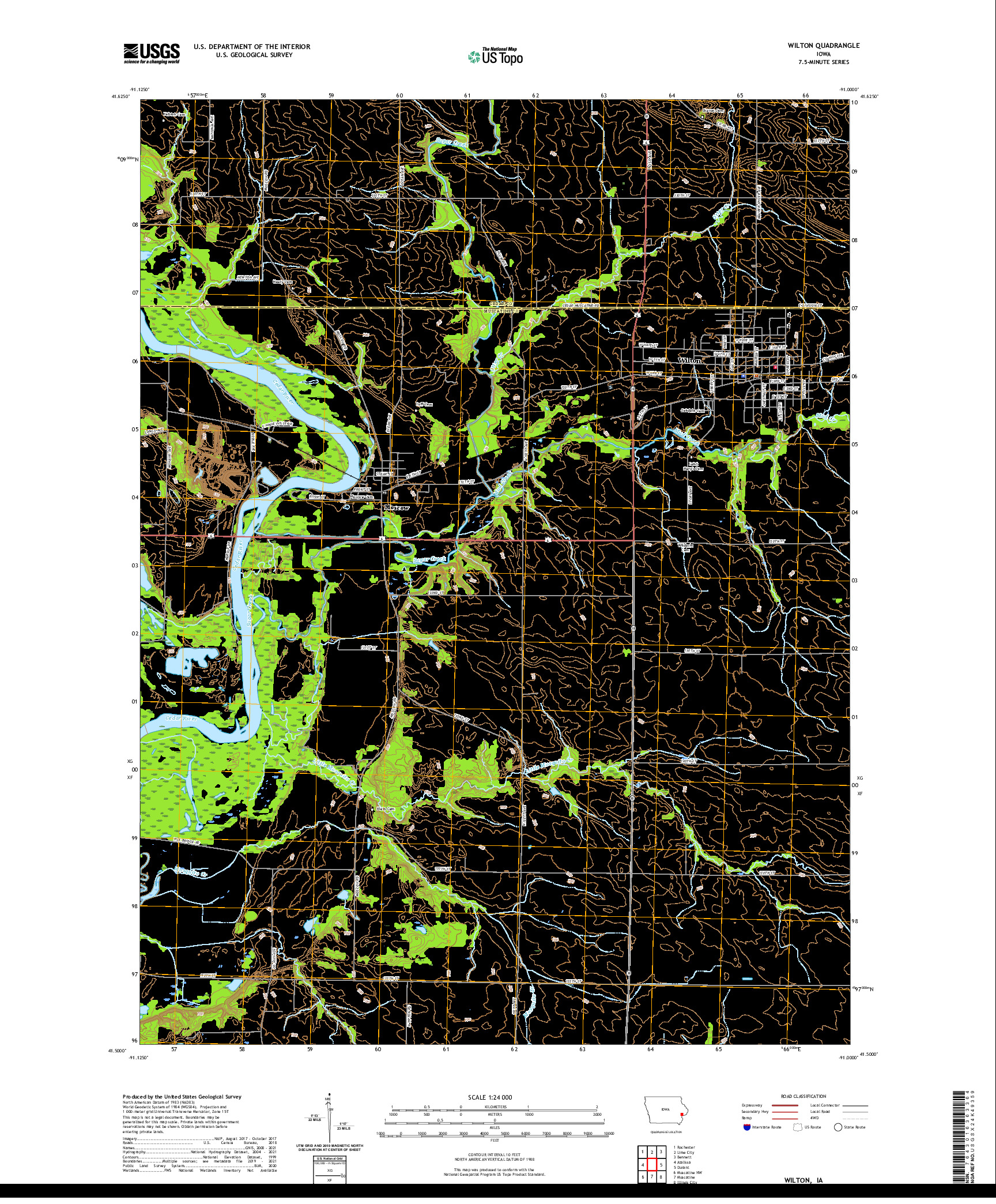 US TOPO 7.5-MINUTE MAP FOR WILTON, IA