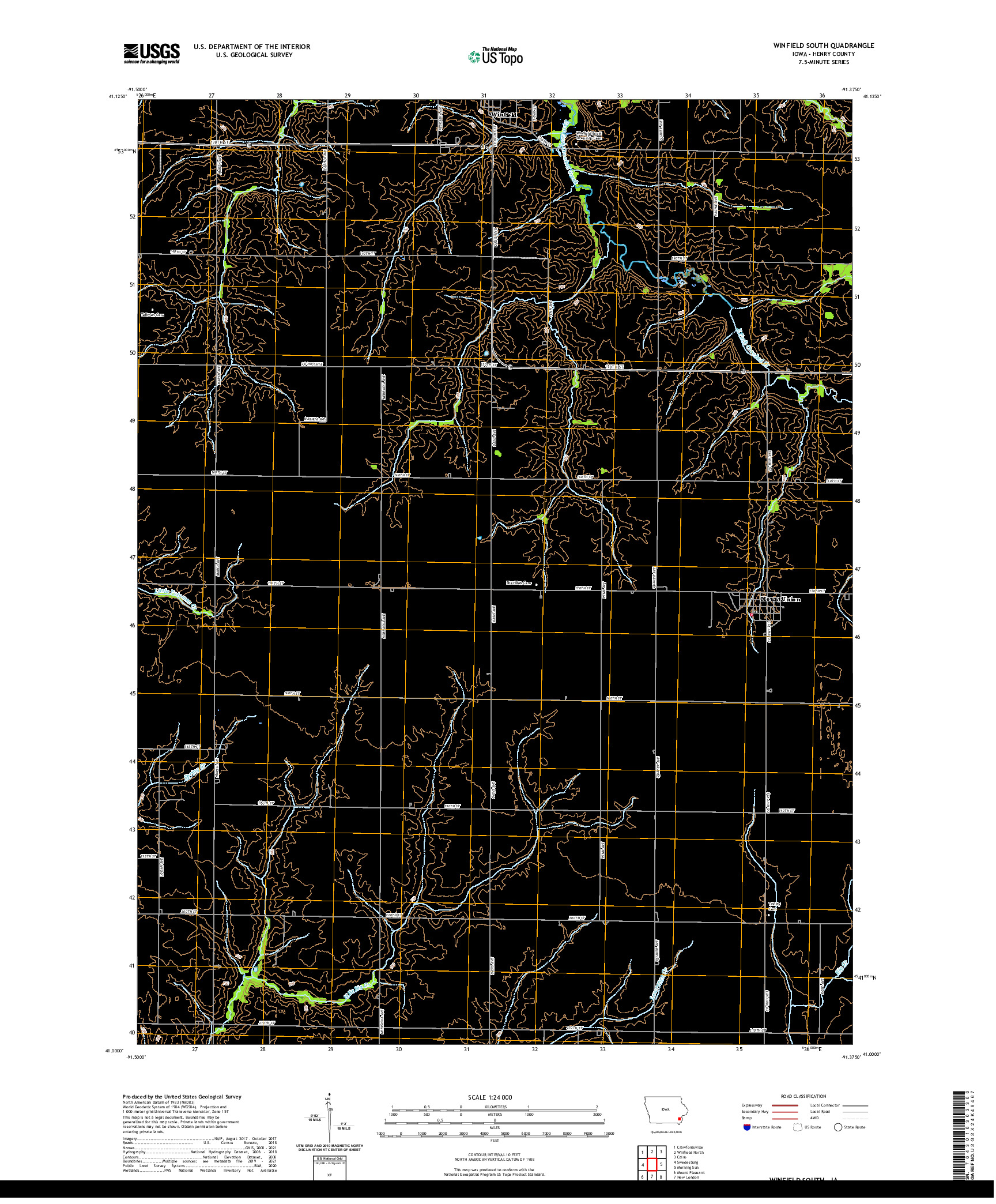 US TOPO 7.5-MINUTE MAP FOR WINFIELD SOUTH, IA