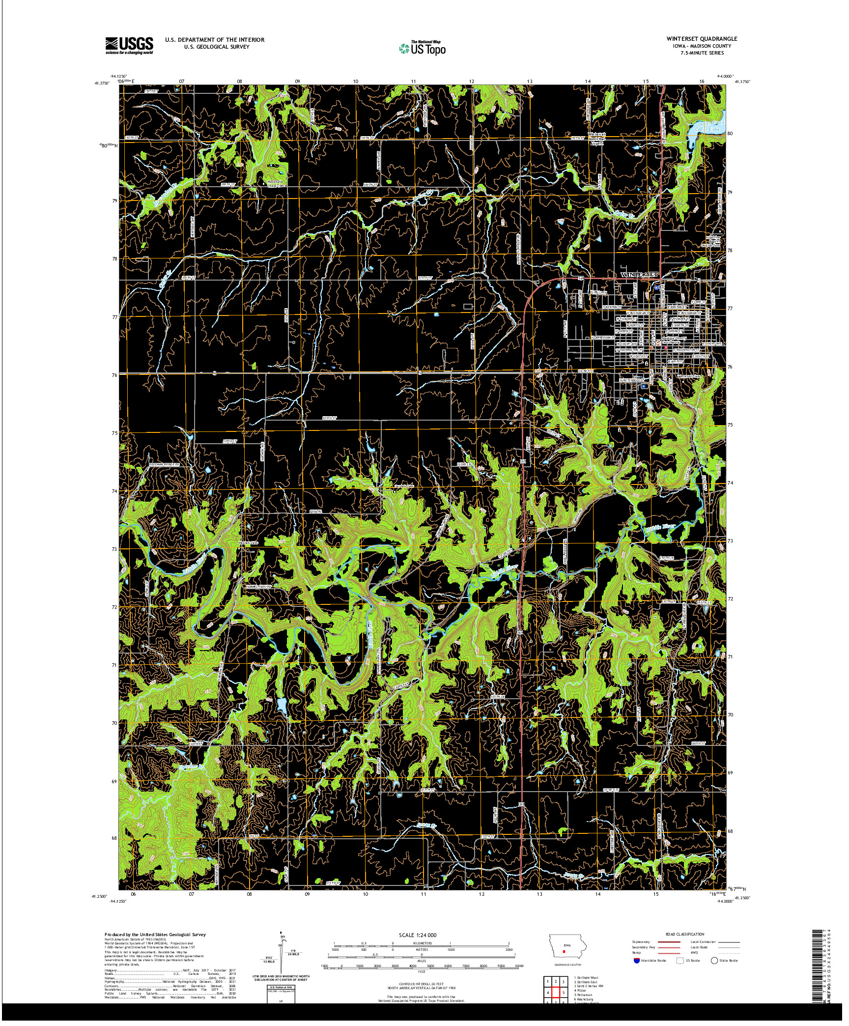 US TOPO 7.5-MINUTE MAP FOR WINTERSET, IA