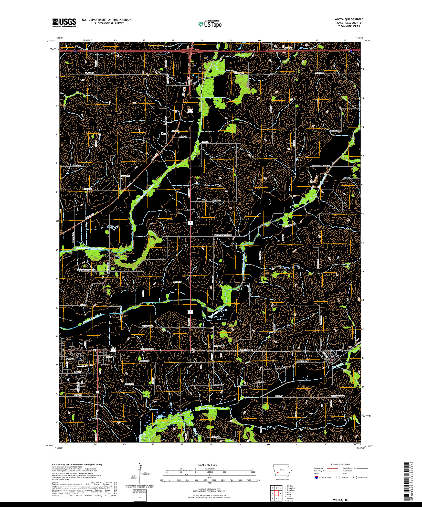 US TOPO 7.5-MINUTE MAP FOR WIOTA, IA