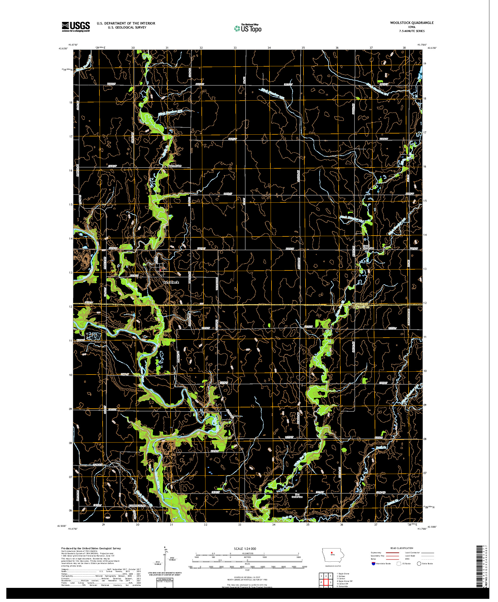 US TOPO 7.5-MINUTE MAP FOR WOOLSTOCK, IA
