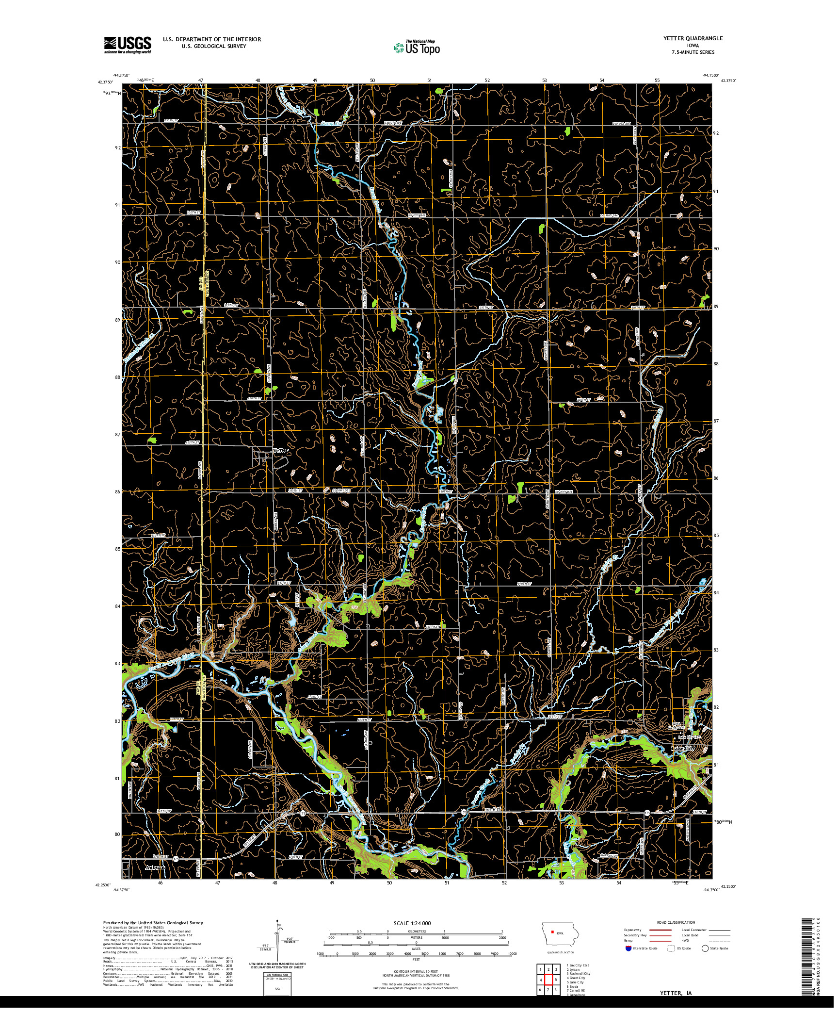 US TOPO 7.5-MINUTE MAP FOR YETTER, IA