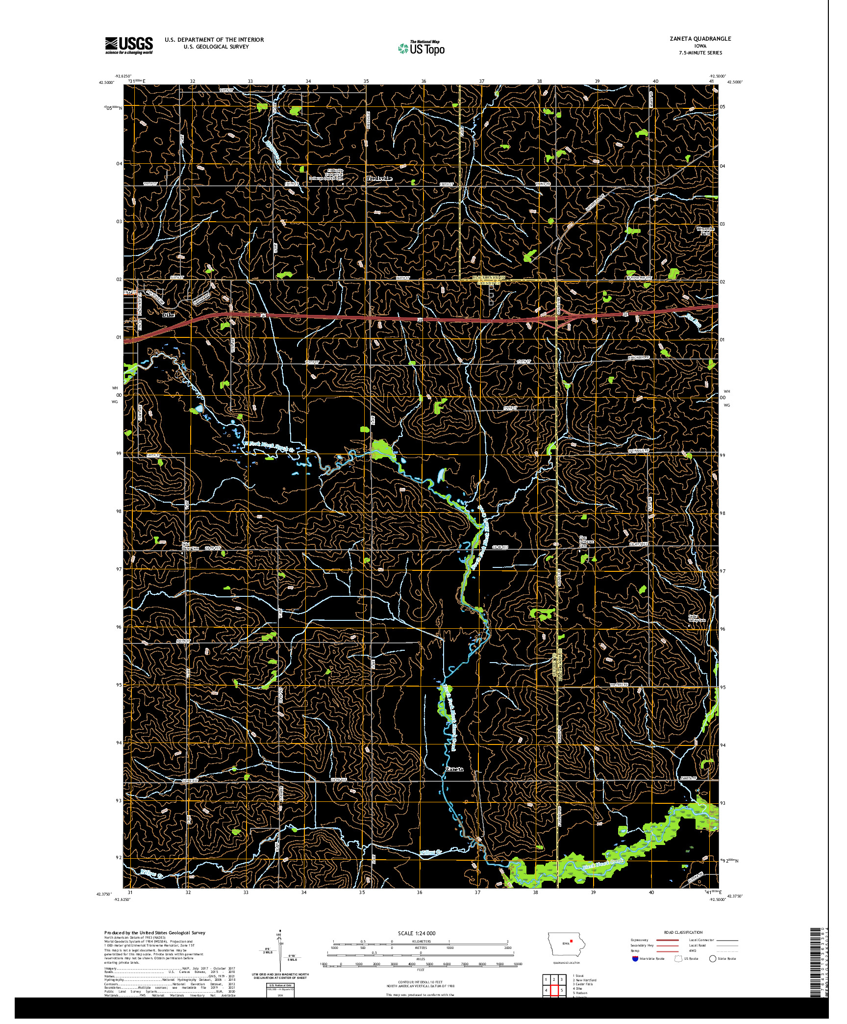 US TOPO 7.5-MINUTE MAP FOR ZANETA, IA