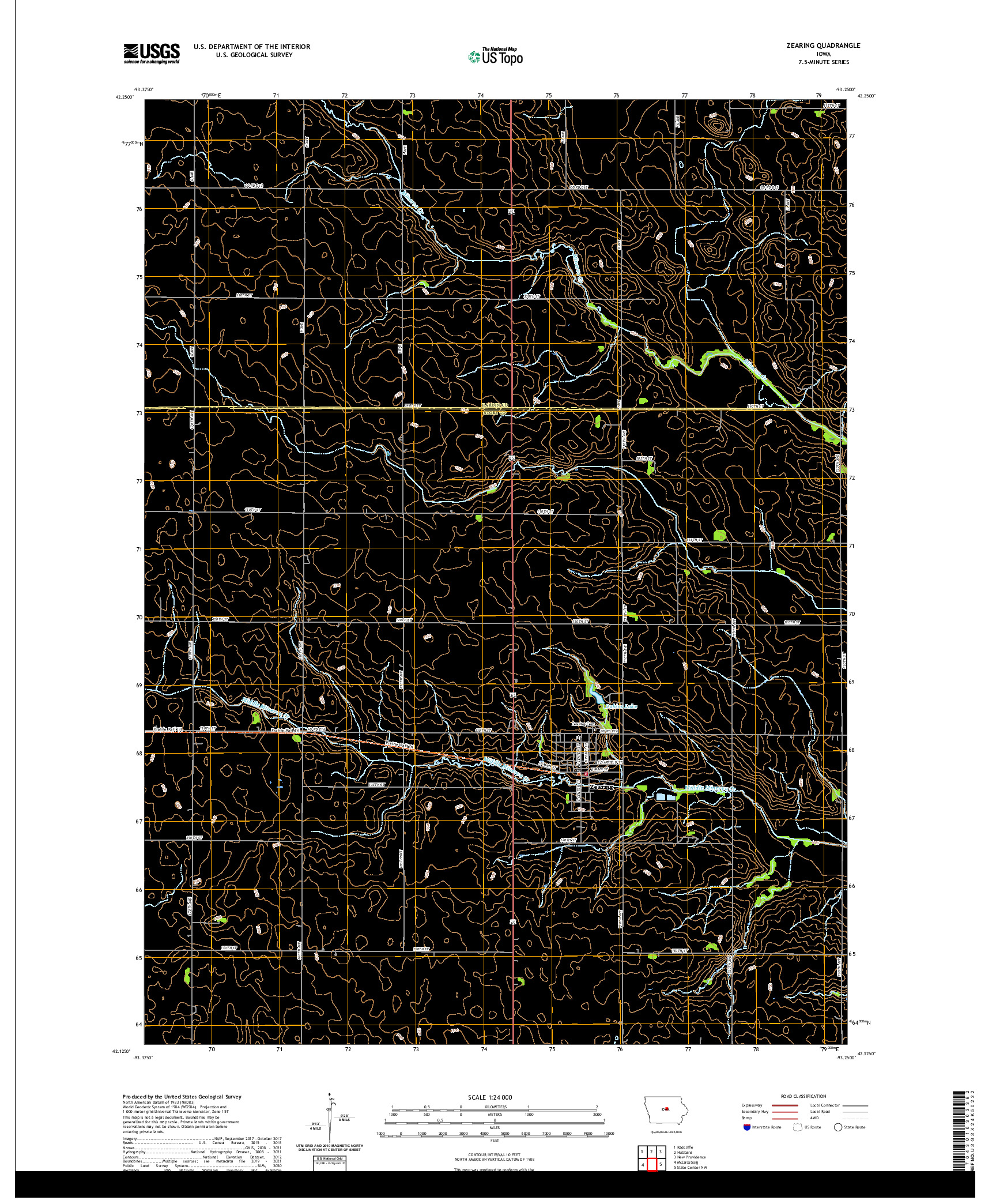 US TOPO 7.5-MINUTE MAP FOR ZEARING, IA