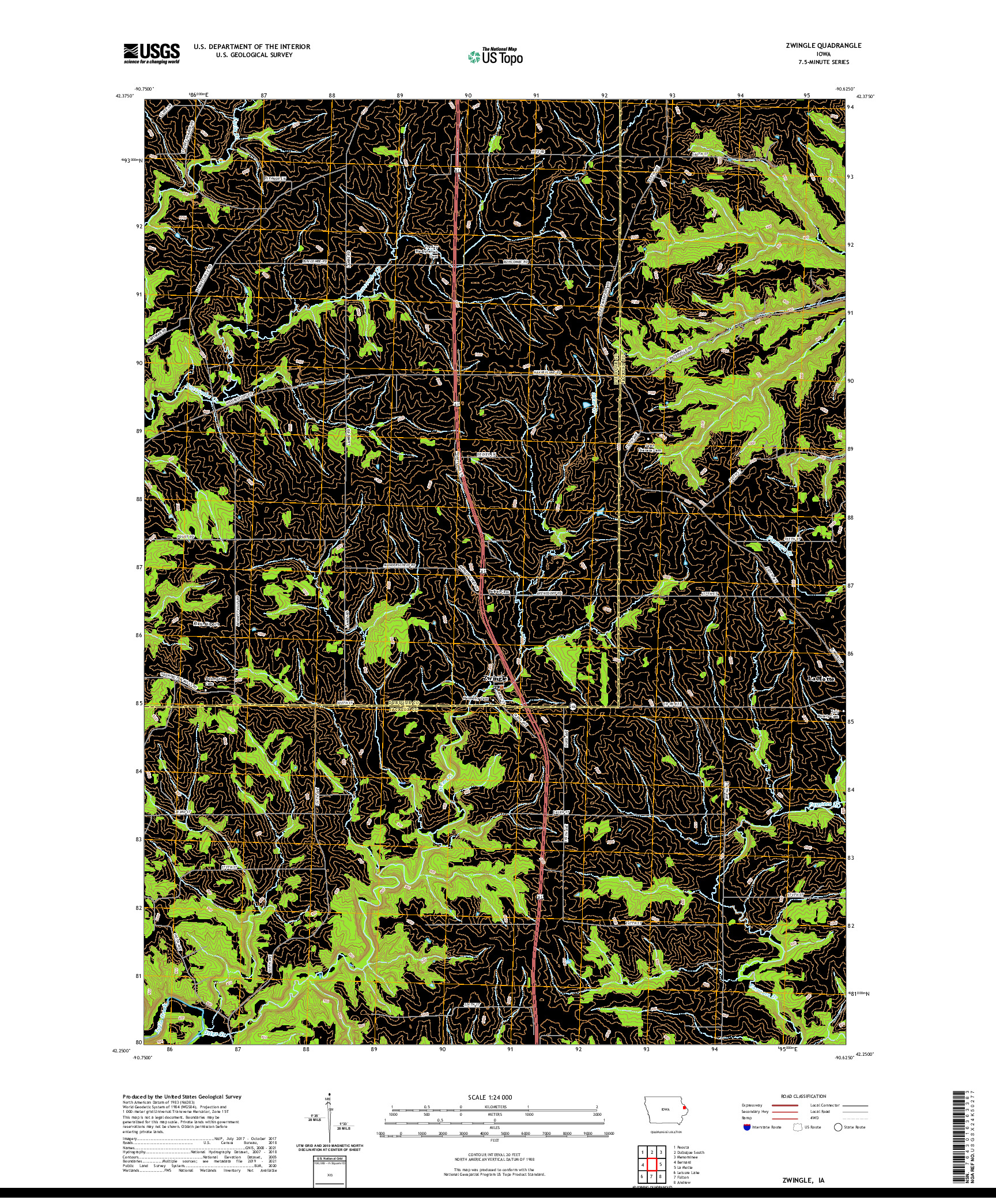 US TOPO 7.5-MINUTE MAP FOR ZWINGLE, IA