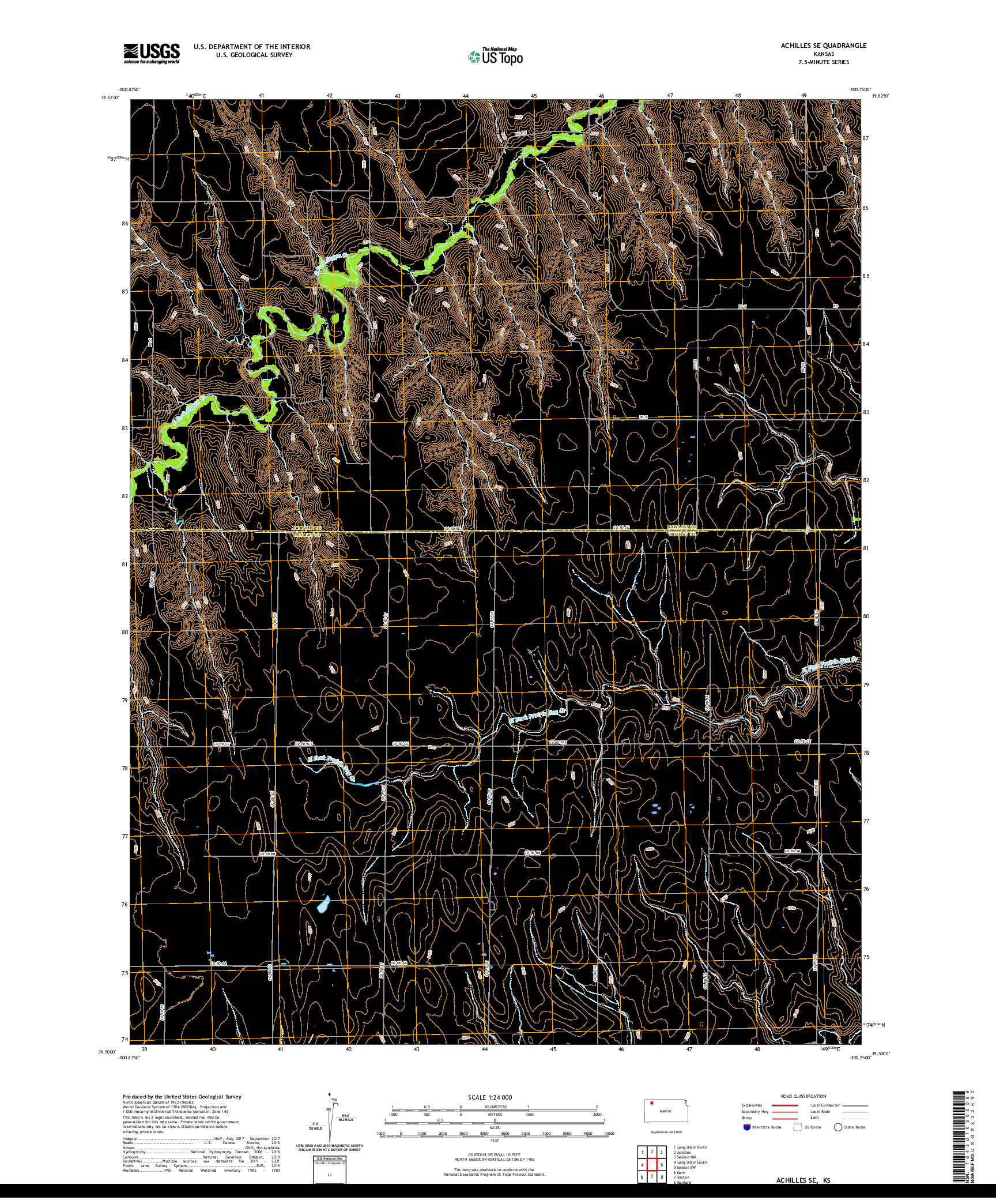 US TOPO 7.5-MINUTE MAP FOR ACHILLES SE, KS