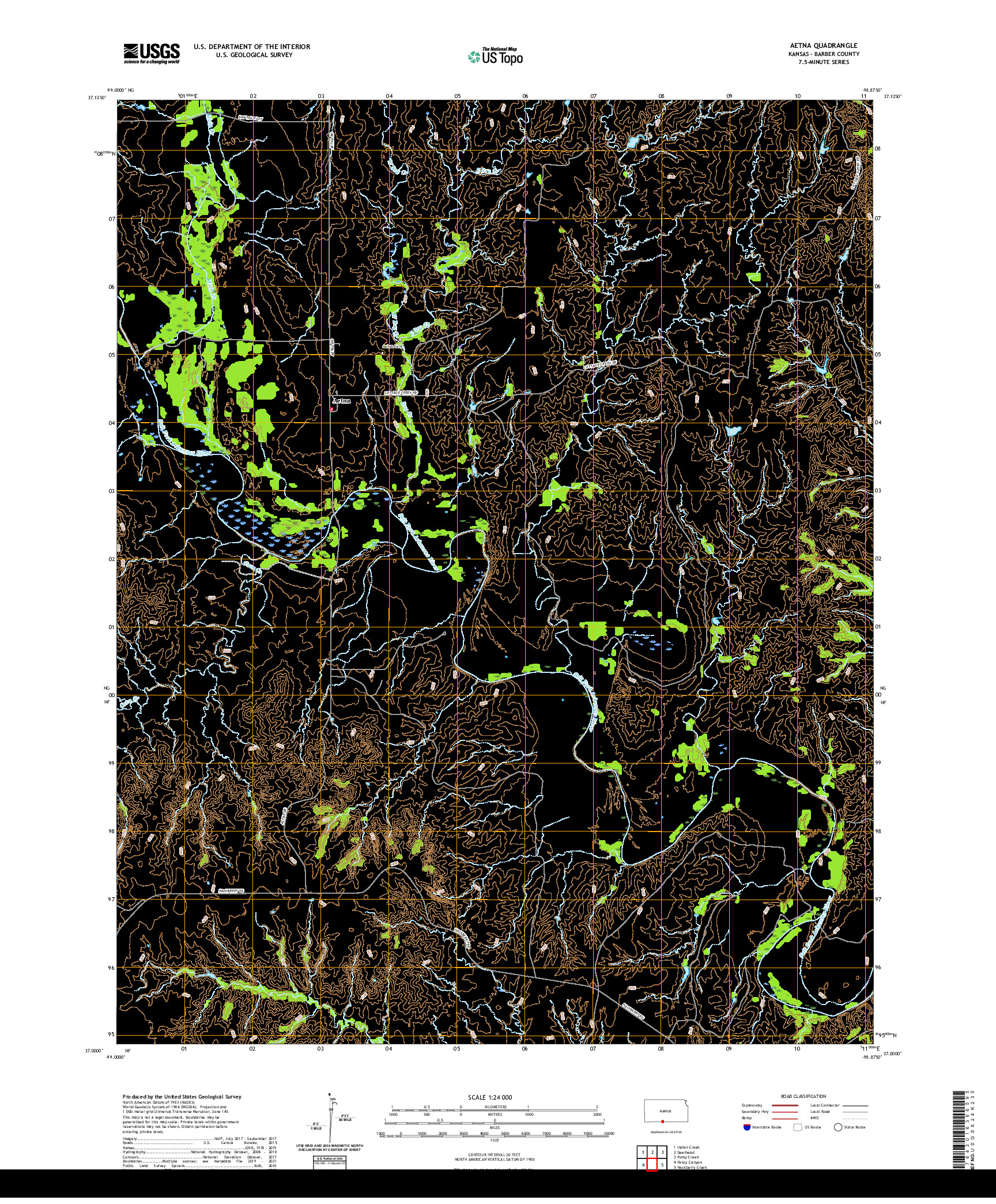 US TOPO 7.5-MINUTE MAP FOR AETNA, KS