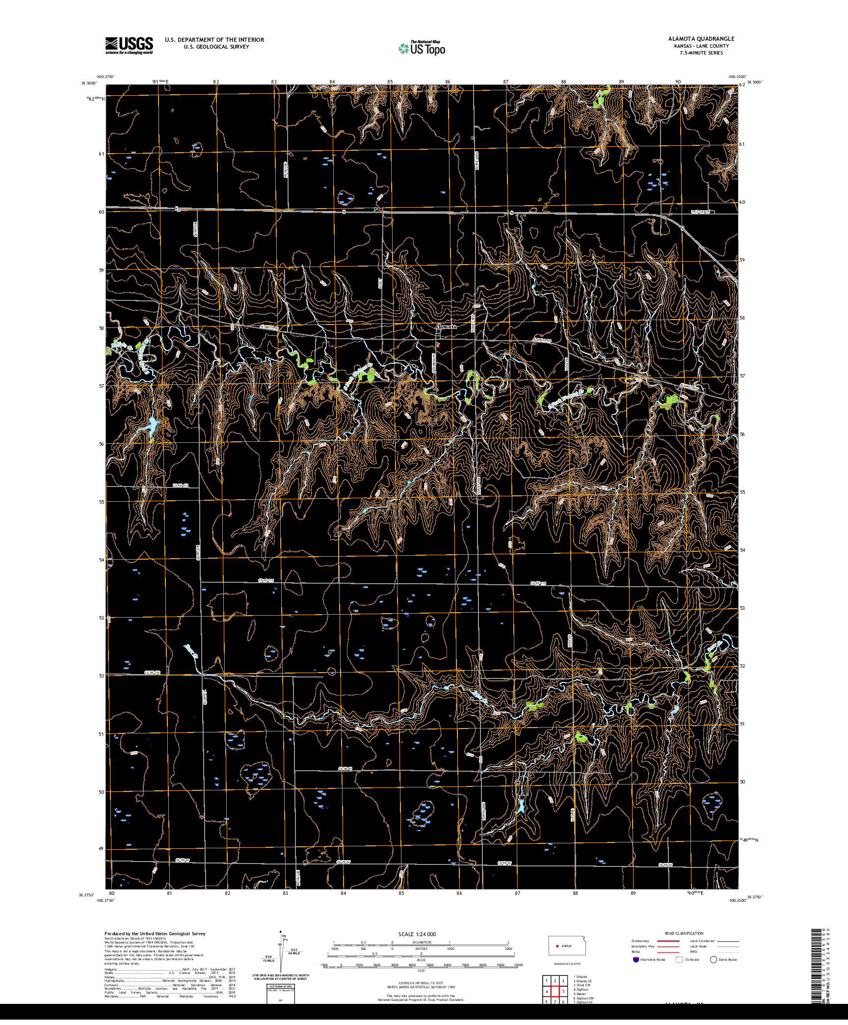 US TOPO 7.5-MINUTE MAP FOR ALAMOTA, KS