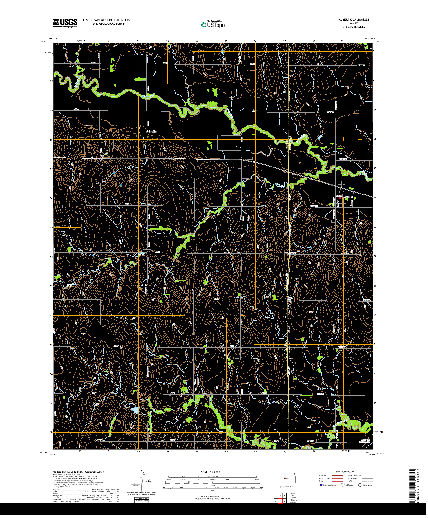 US TOPO 7.5-MINUTE MAP FOR ALBERT, KS