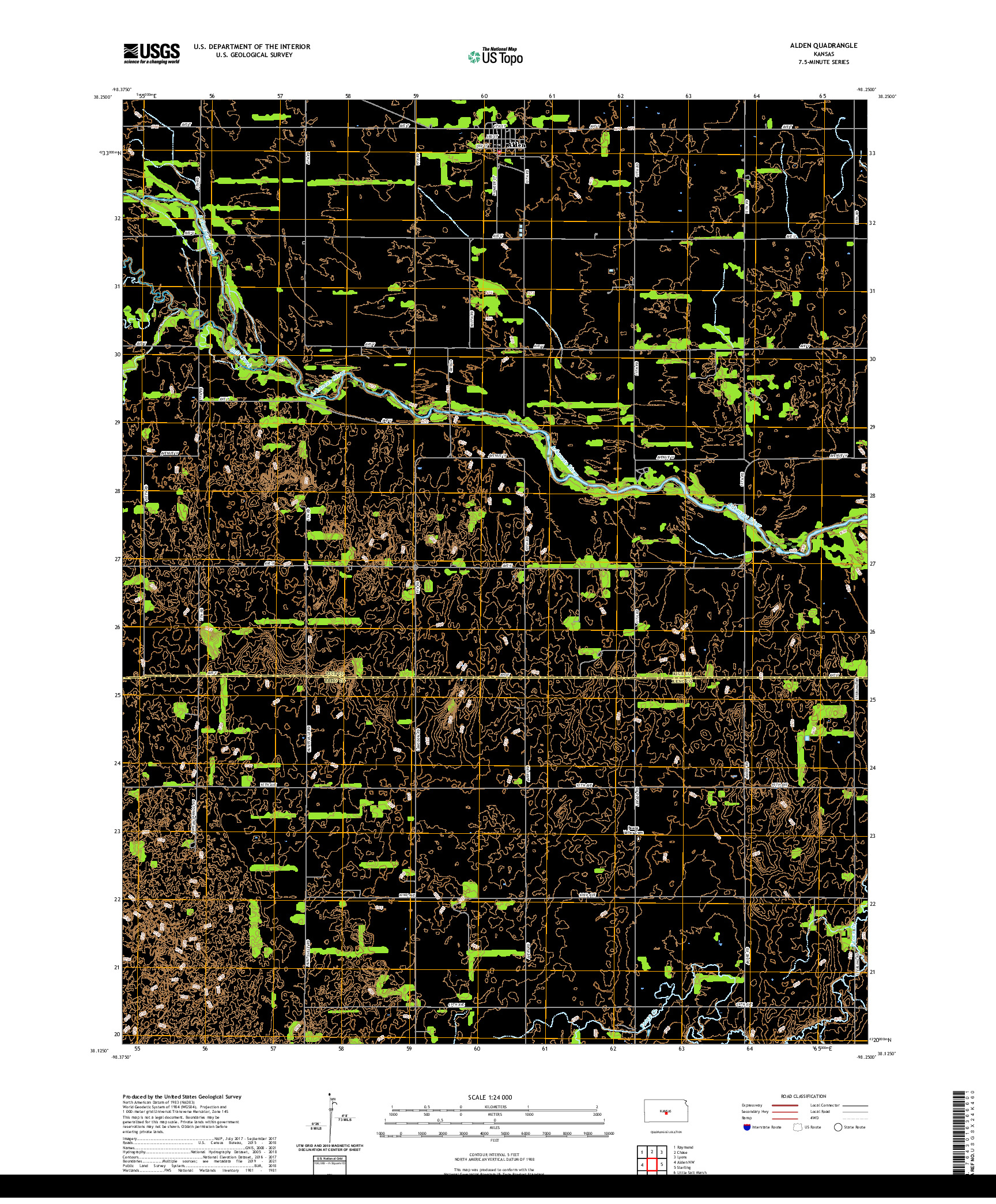 US TOPO 7.5-MINUTE MAP FOR ALDEN, KS