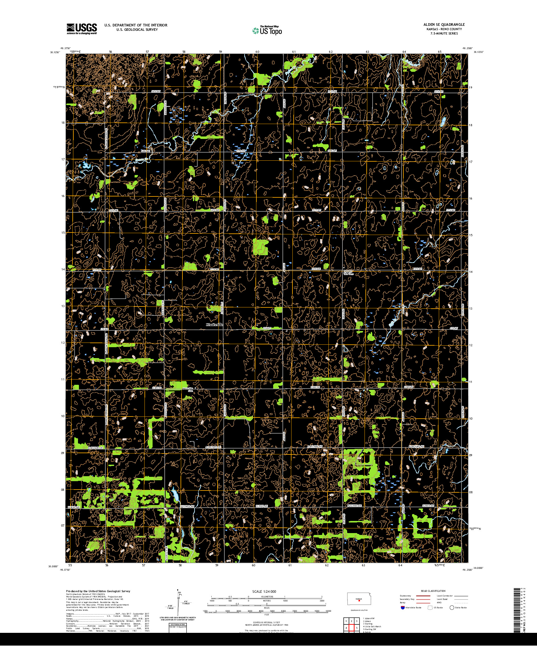 US TOPO 7.5-MINUTE MAP FOR ALDEN SE, KS