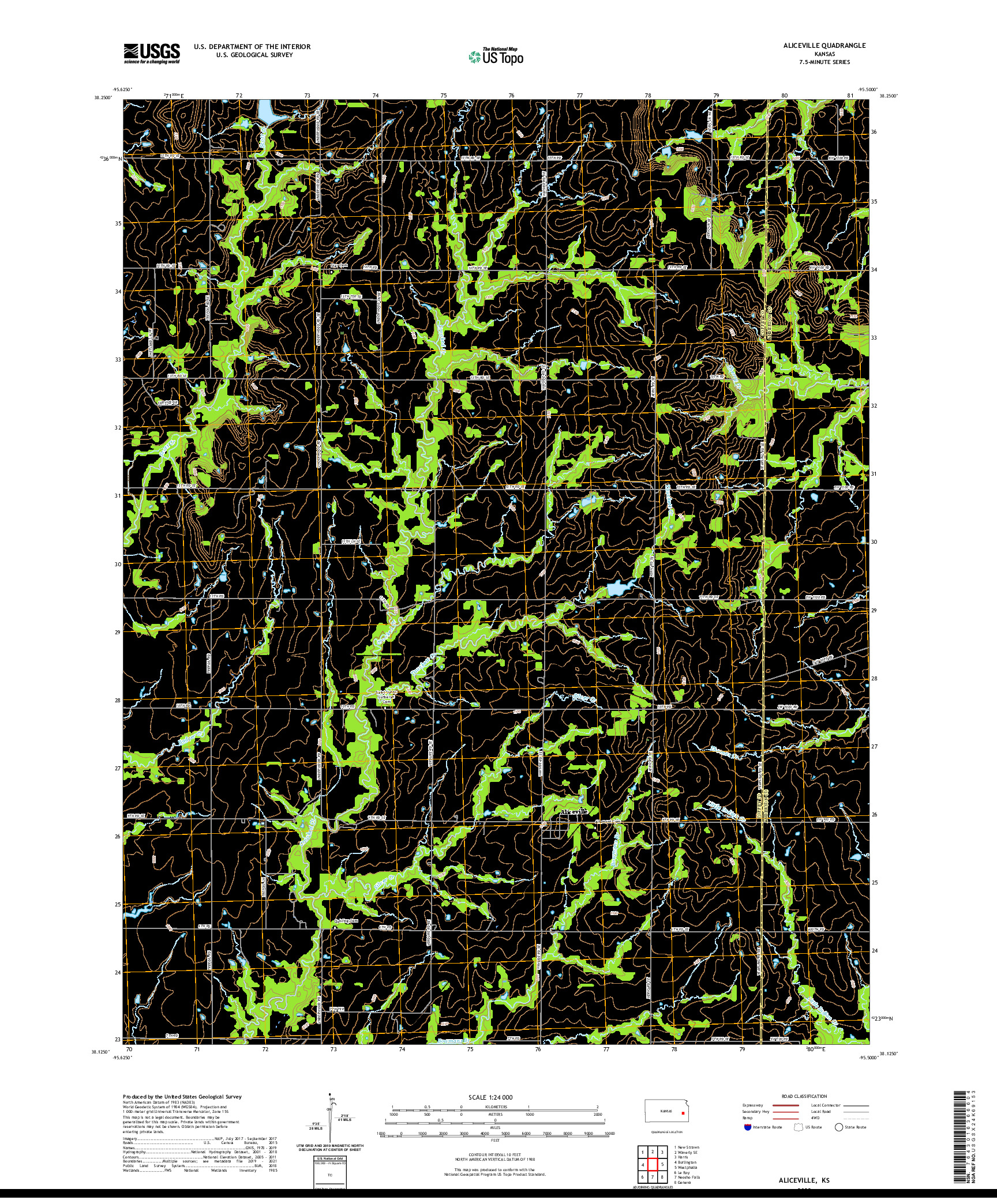 US TOPO 7.5-MINUTE MAP FOR ALICEVILLE, KS