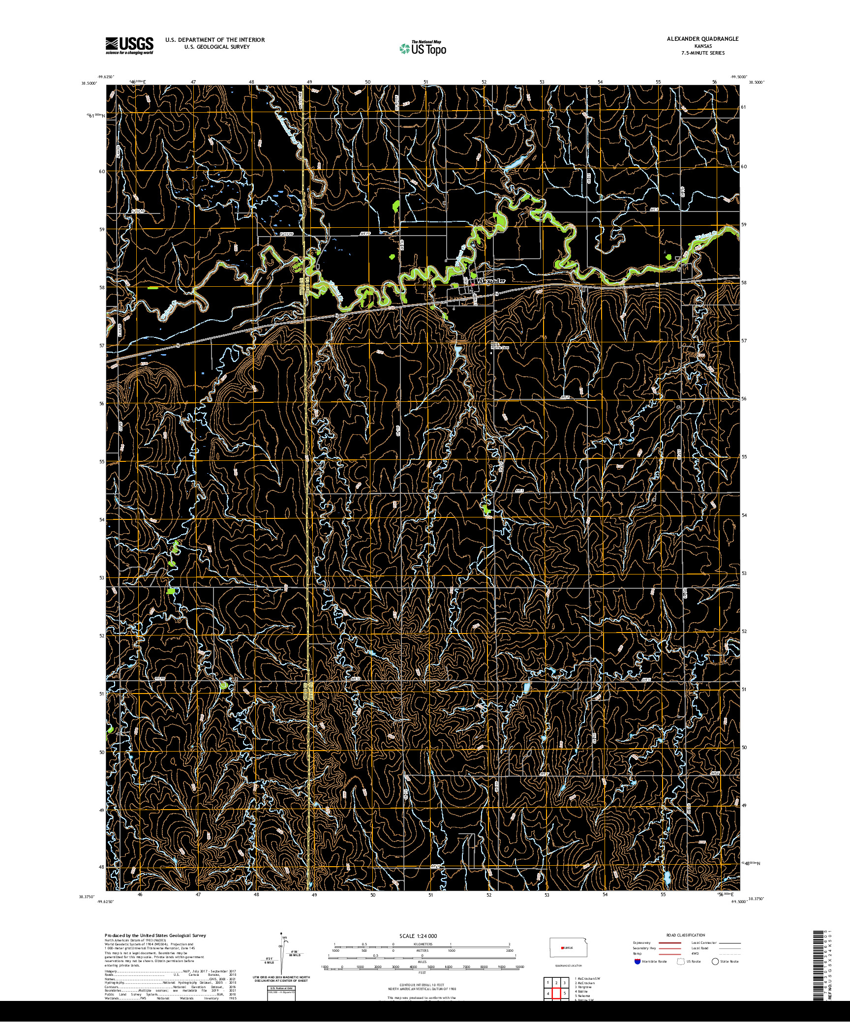 US TOPO 7.5-MINUTE MAP FOR ALEXANDER, KS
