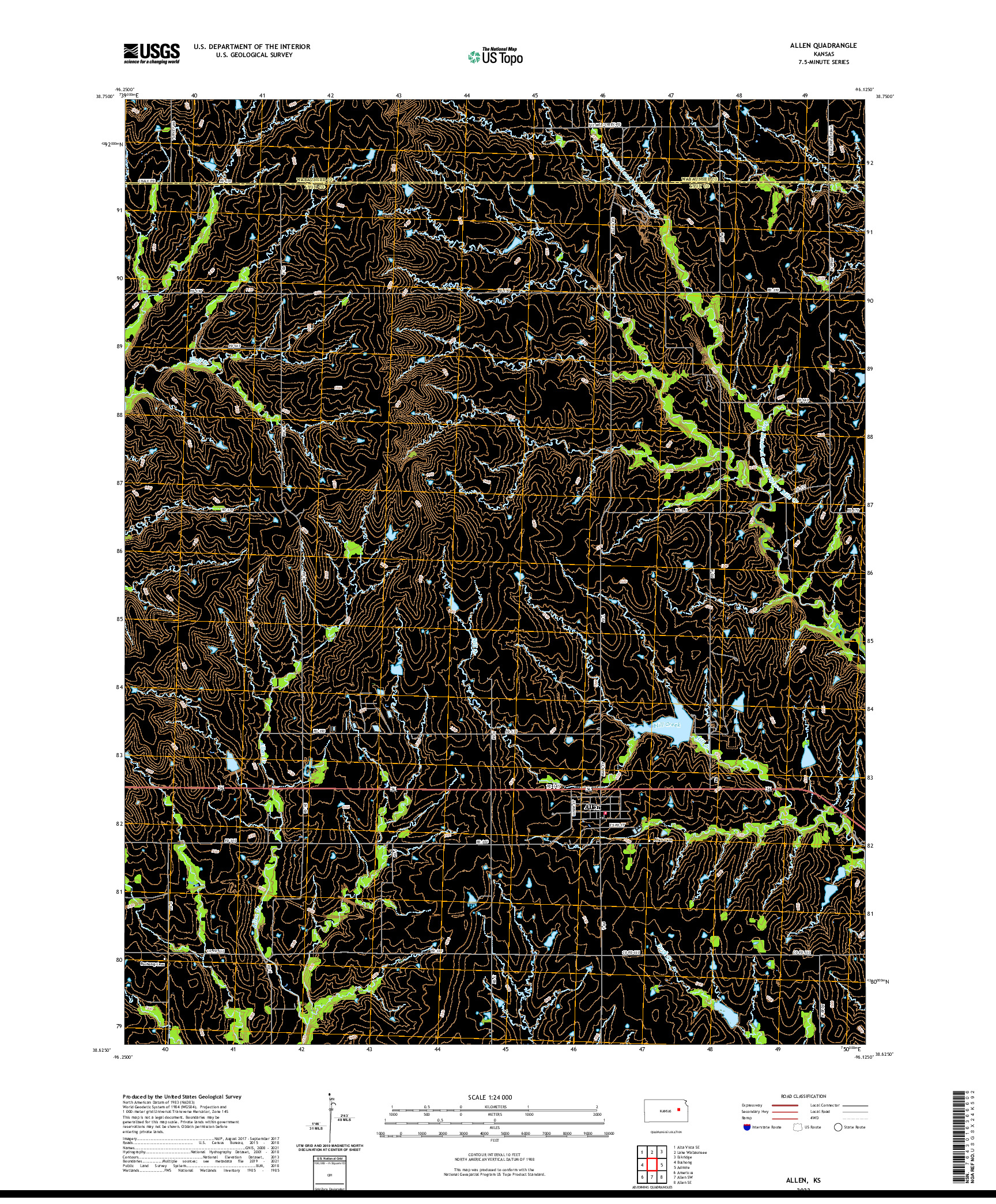 US TOPO 7.5-MINUTE MAP FOR ALLEN, KS