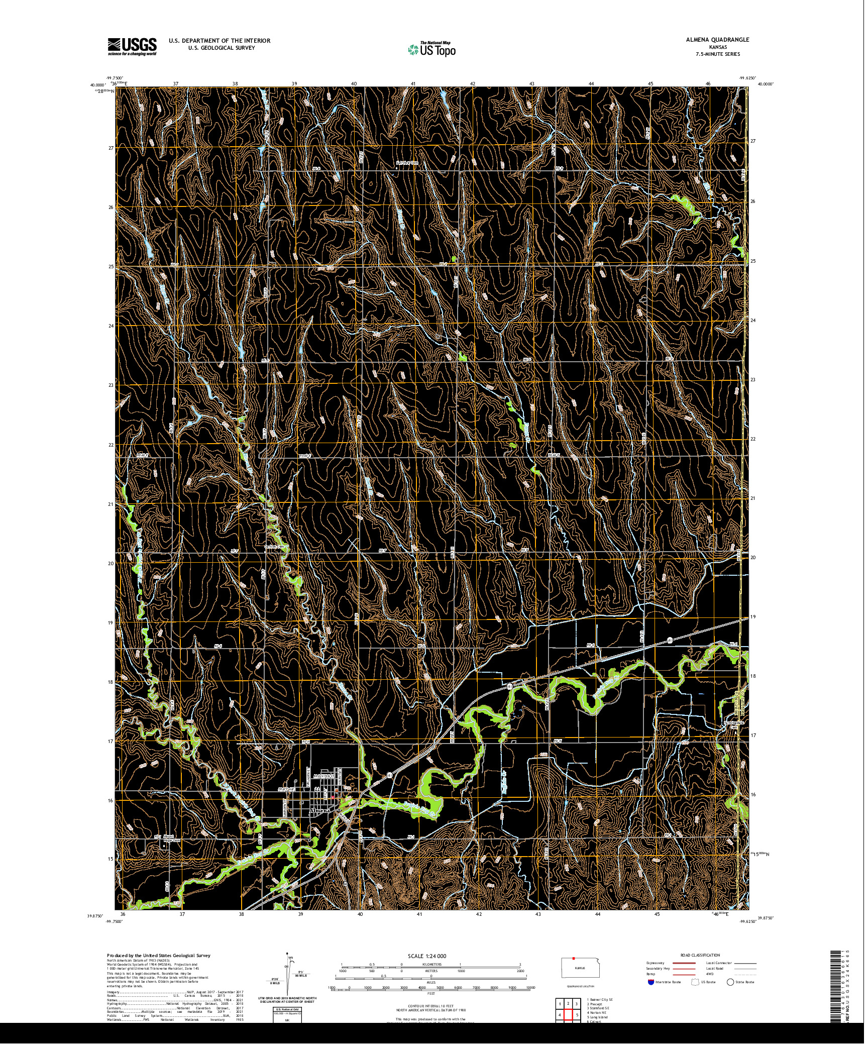 US TOPO 7.5-MINUTE MAP FOR ALMENA, KS