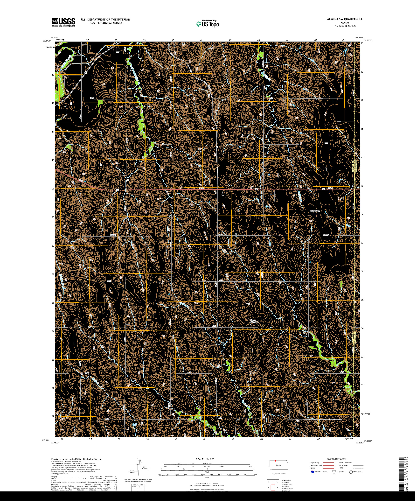 US TOPO 7.5-MINUTE MAP FOR ALMENA SW, KS