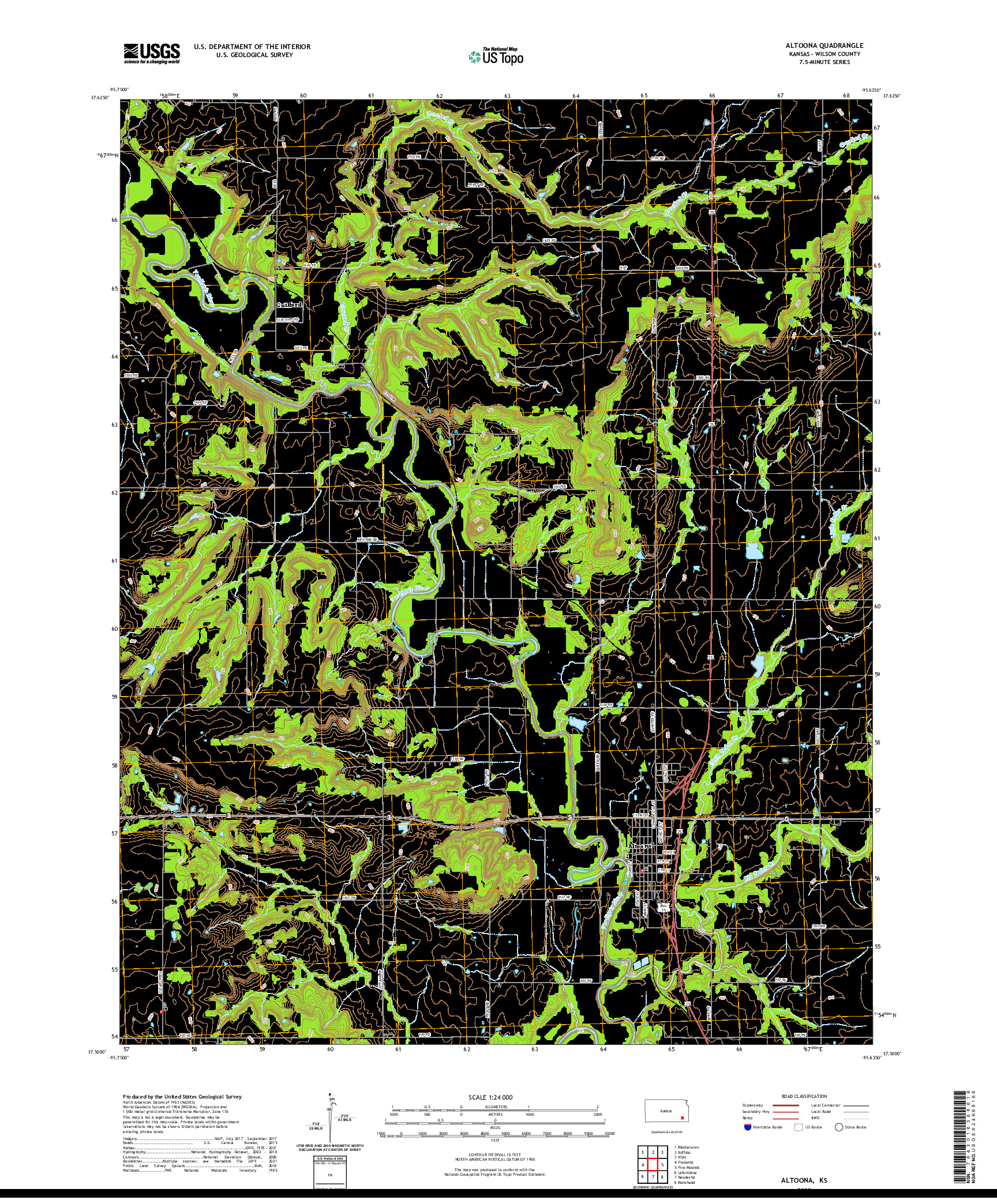 US TOPO 7.5-MINUTE MAP FOR ALTOONA, KS