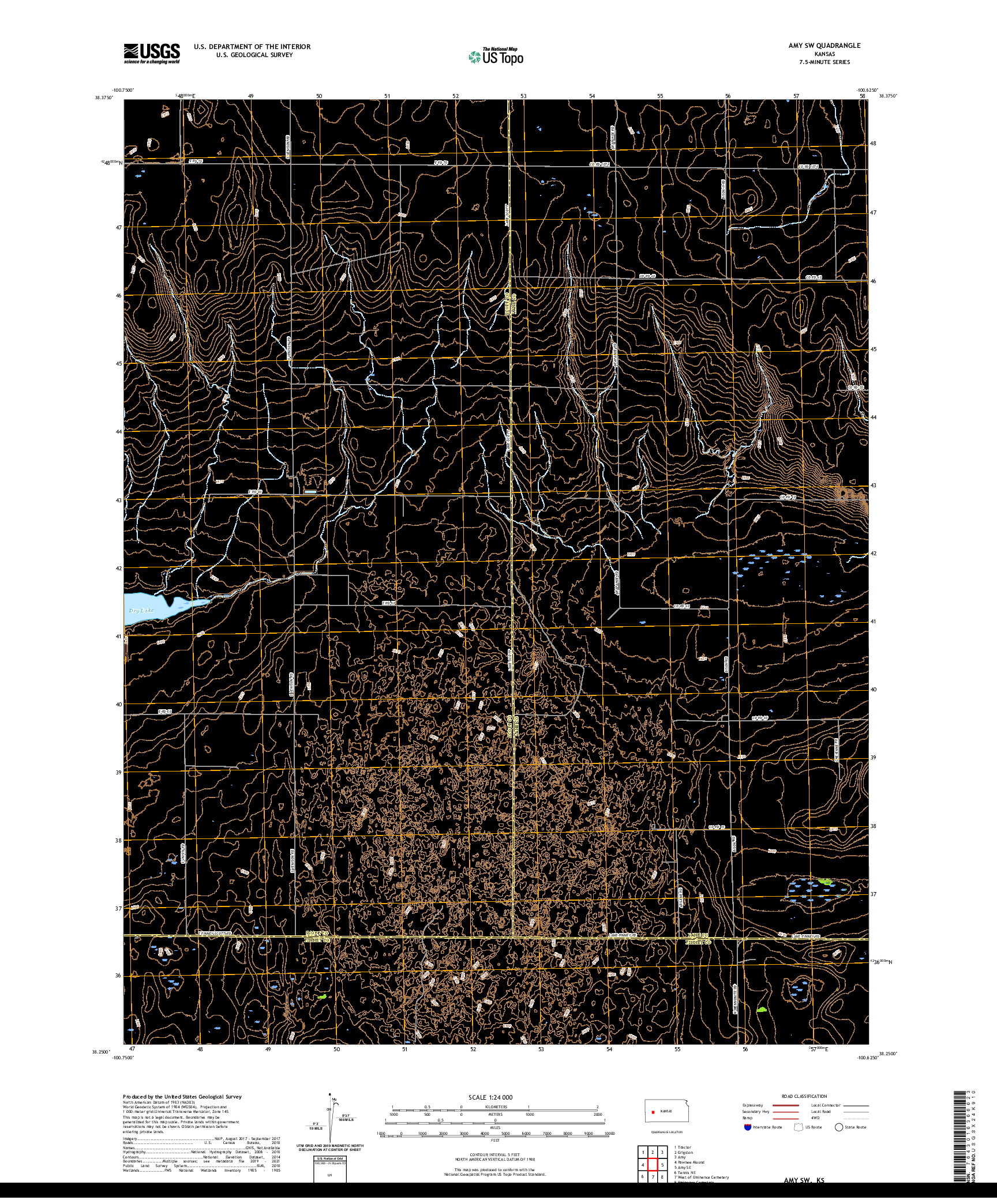 US TOPO 7.5-MINUTE MAP FOR AMY SW, KS