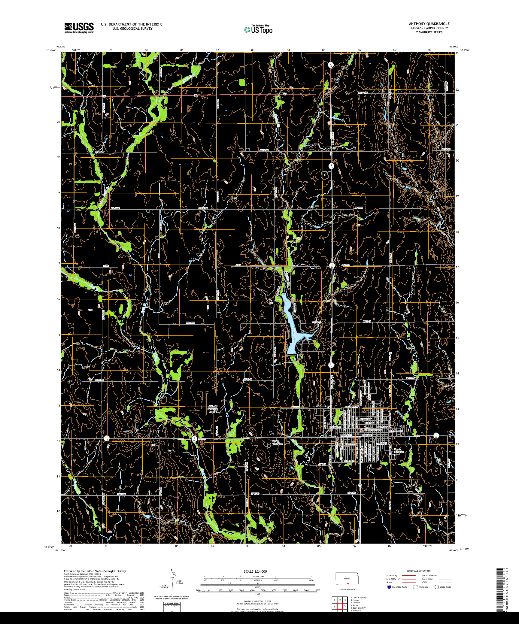 US TOPO 7.5-MINUTE MAP FOR ANTHONY, KS