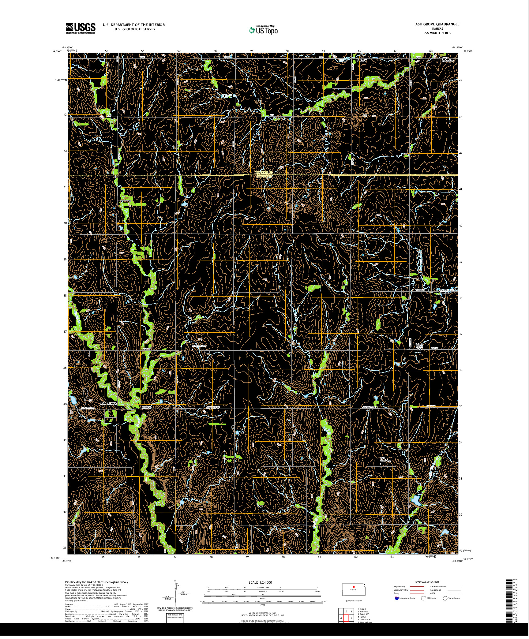 US TOPO 7.5-MINUTE MAP FOR ASH GROVE, KS