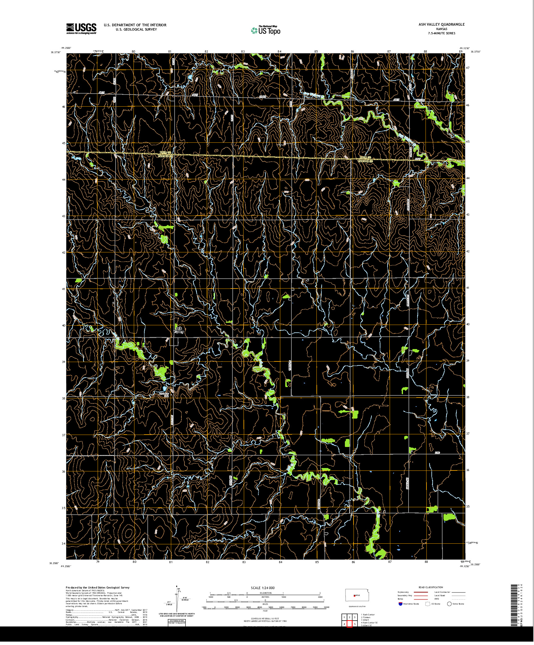 US TOPO 7.5-MINUTE MAP FOR ASH VALLEY, KS