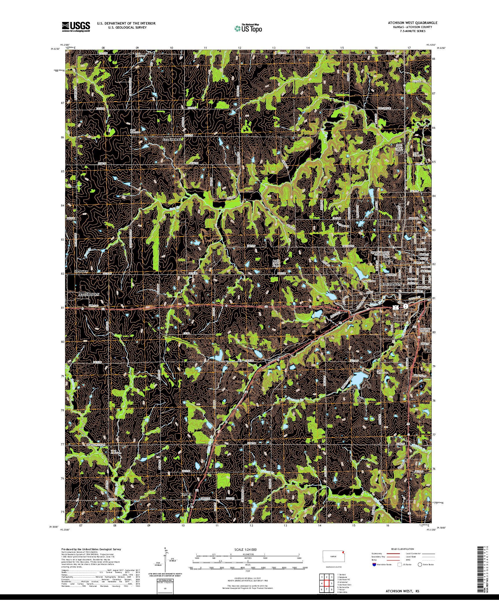 US TOPO 7.5-MINUTE MAP FOR ATCHISON WEST, KS