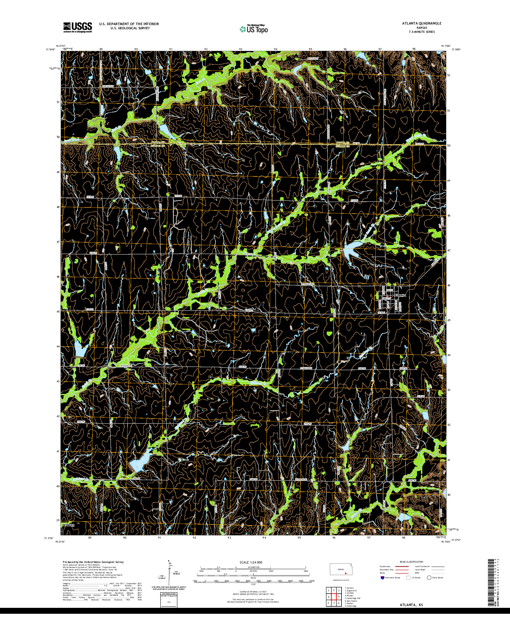 US TOPO 7.5-MINUTE MAP FOR ATLANTA, KS