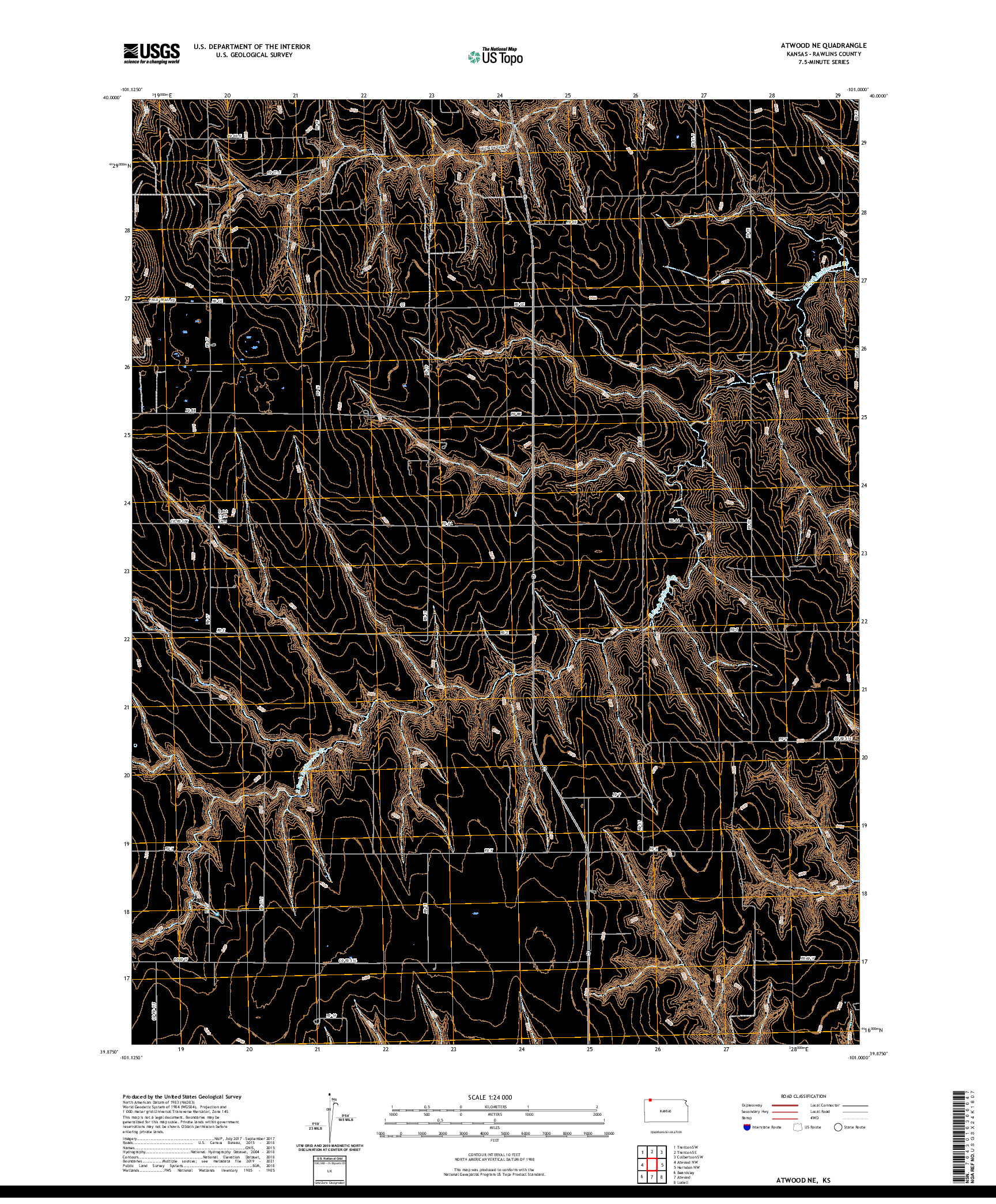 US TOPO 7.5-MINUTE MAP FOR ATWOOD NE, KS