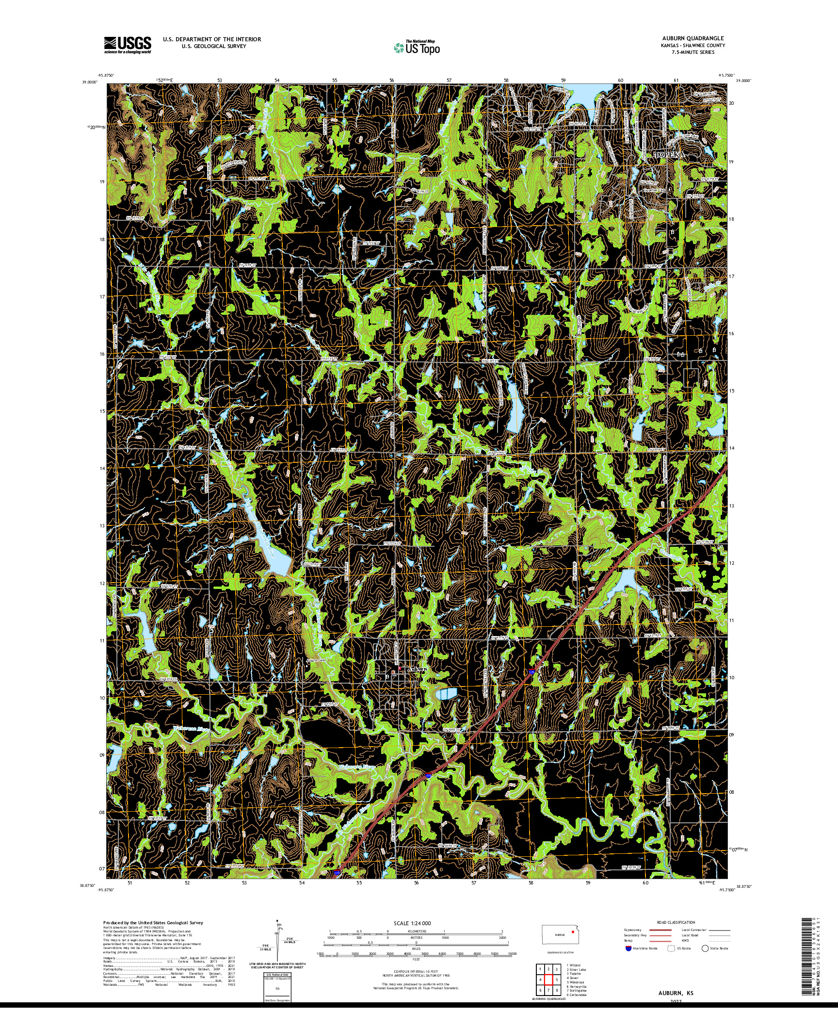 US TOPO 7.5-MINUTE MAP FOR AUBURN, KS