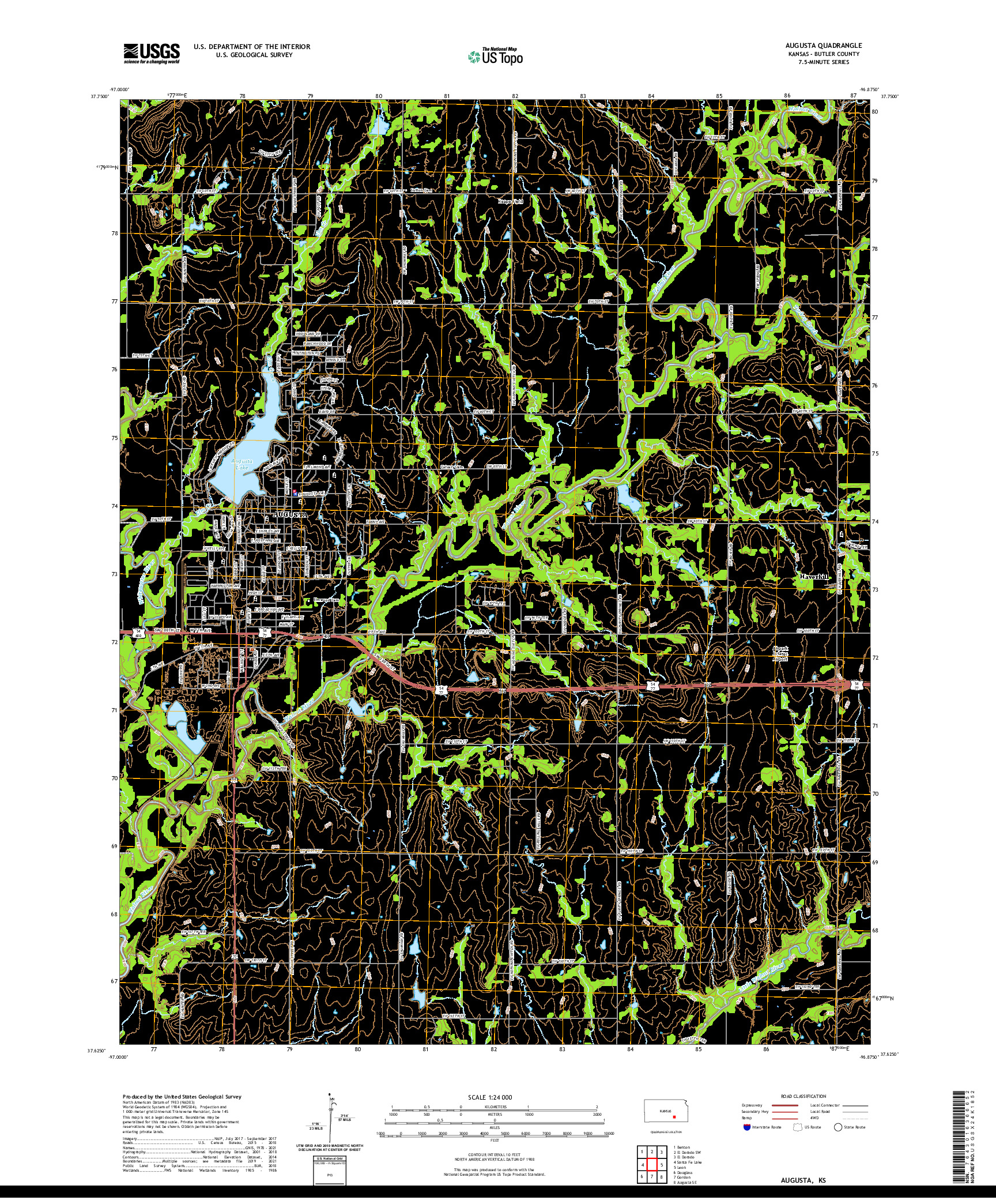 US TOPO 7.5-MINUTE MAP FOR AUGUSTA, KS