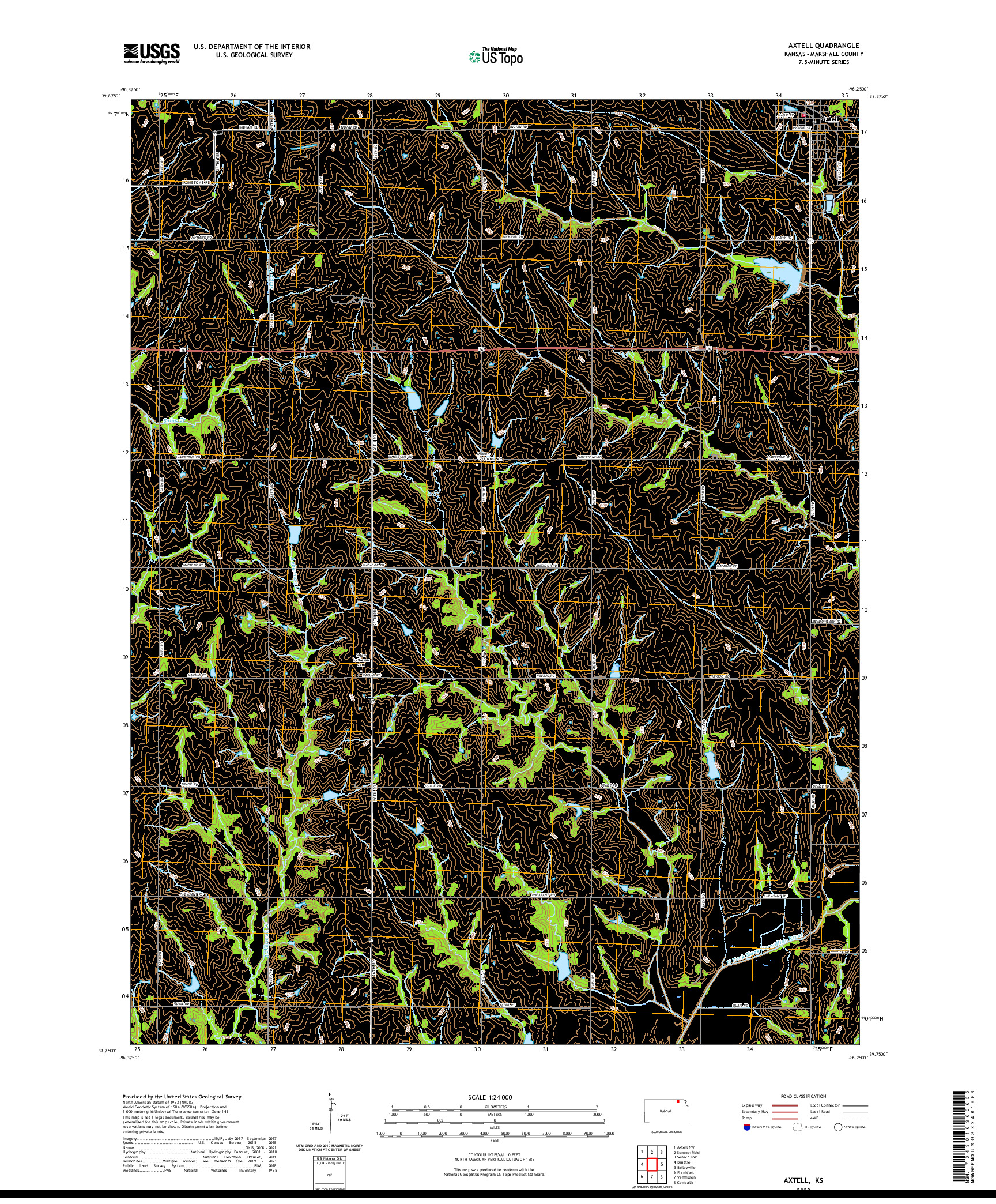 US TOPO 7.5-MINUTE MAP FOR AXTELL, KS