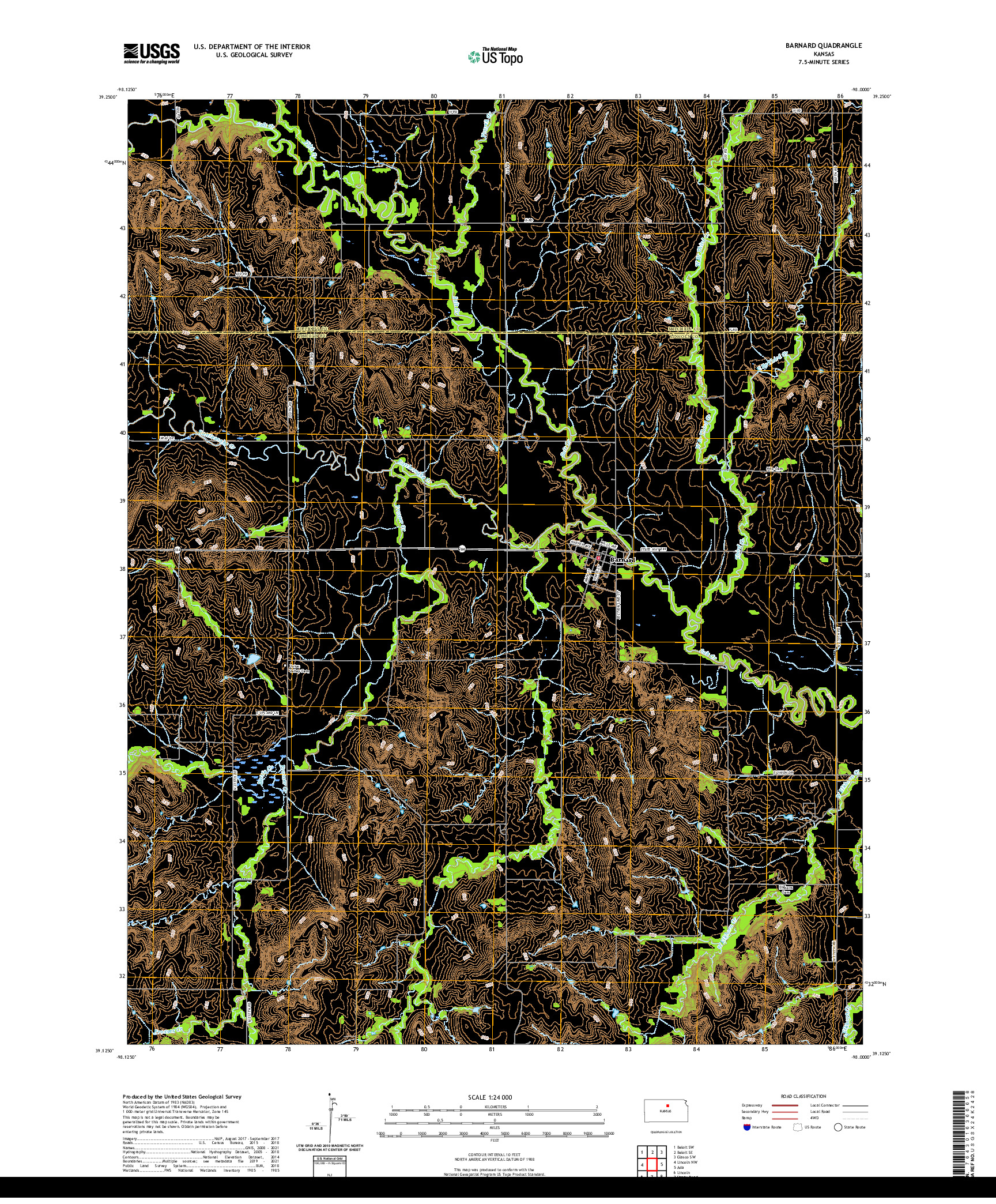 US TOPO 7.5-MINUTE MAP FOR BARNARD, KS