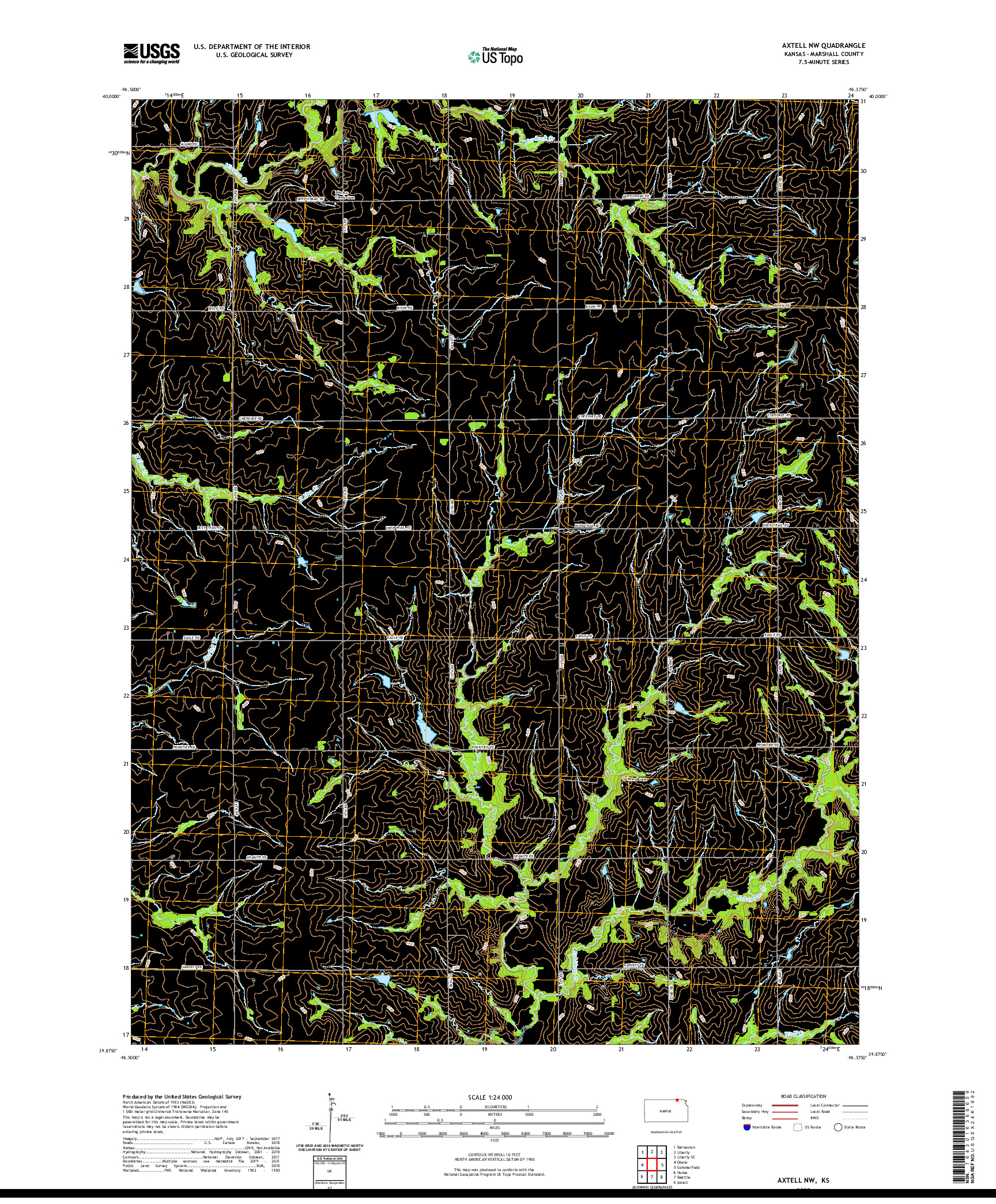 US TOPO 7.5-MINUTE MAP FOR AXTELL NW, KS