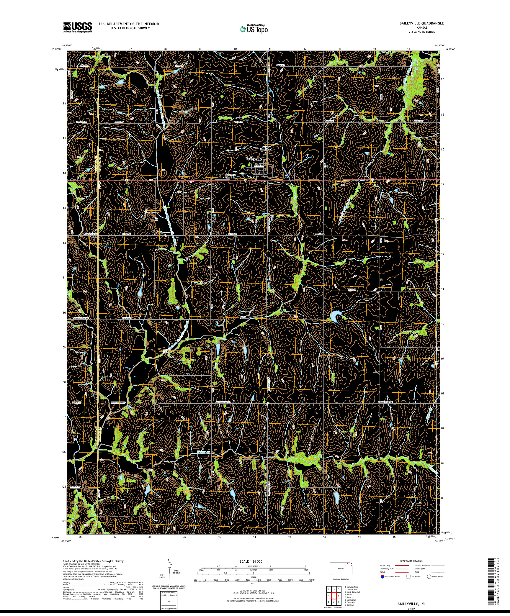 US TOPO 7.5-MINUTE MAP FOR BAILEYVILLE, KS