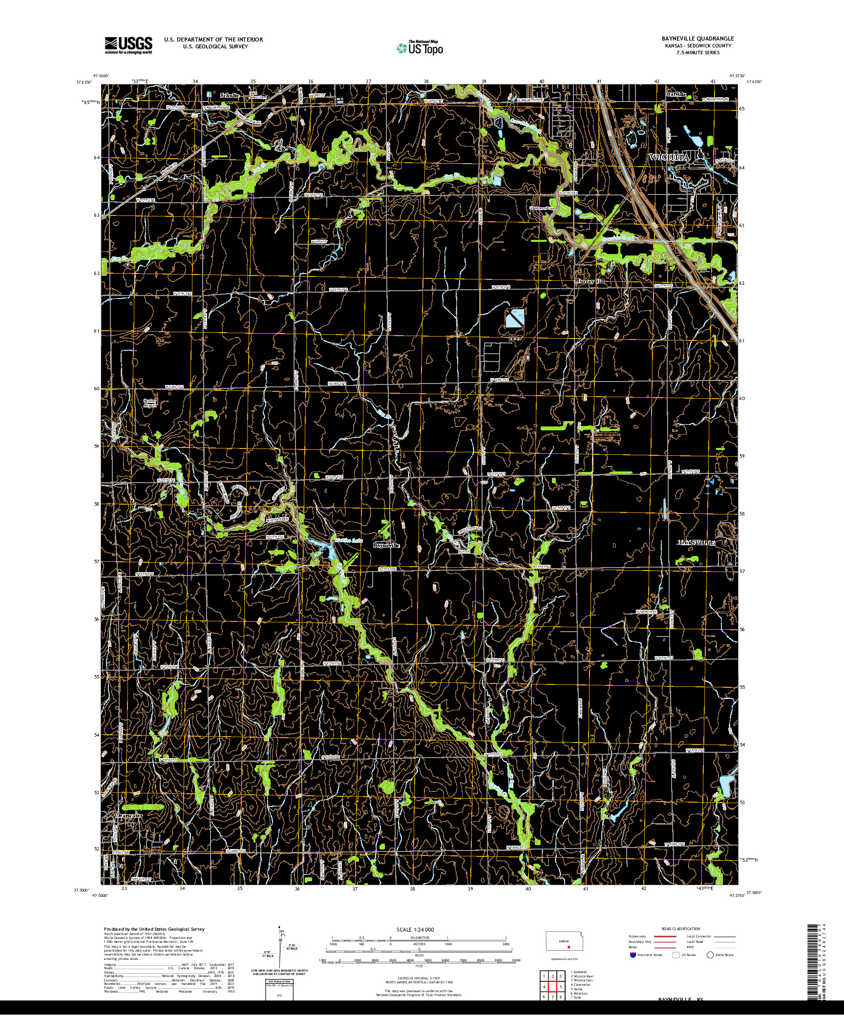 US TOPO 7.5-MINUTE MAP FOR BAYNEVILLE, KS