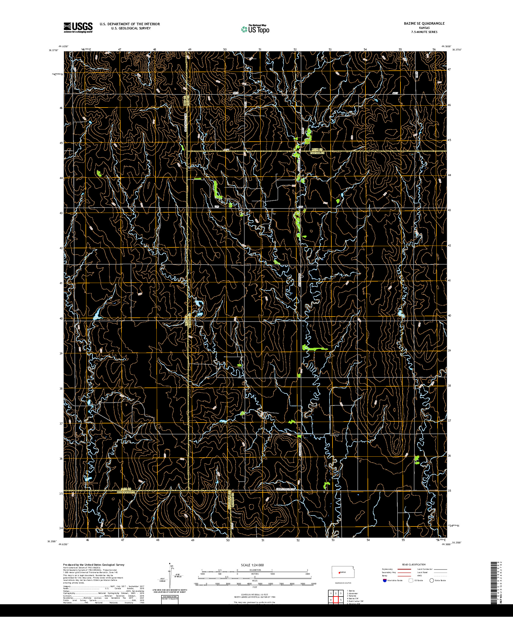 US TOPO 7.5-MINUTE MAP FOR BAZINE SE, KS