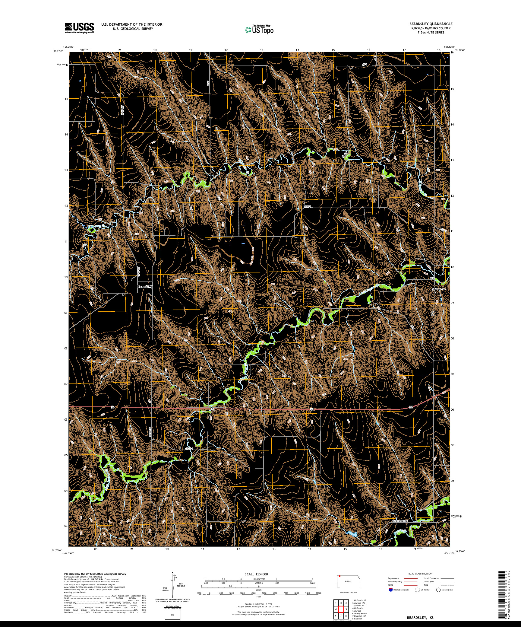 US TOPO 7.5-MINUTE MAP FOR BEARDSLEY, KS