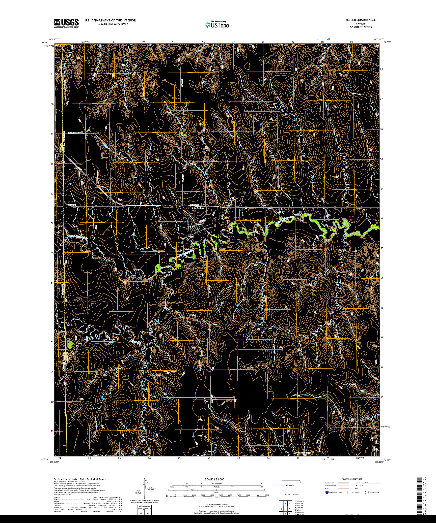 US TOPO 7.5-MINUTE MAP FOR BEELER, KS