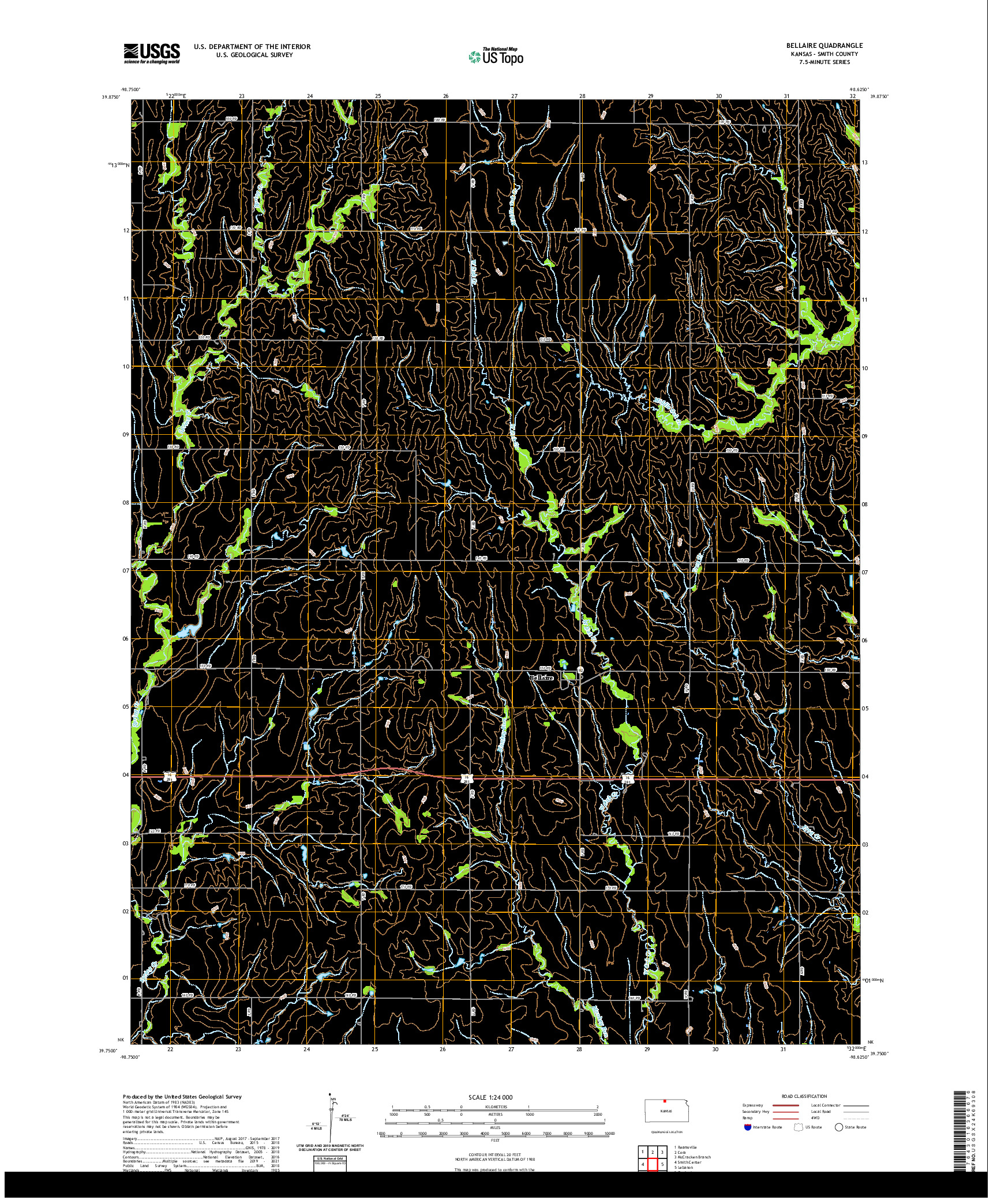 US TOPO 7.5-MINUTE MAP FOR BELLAIRE, KS