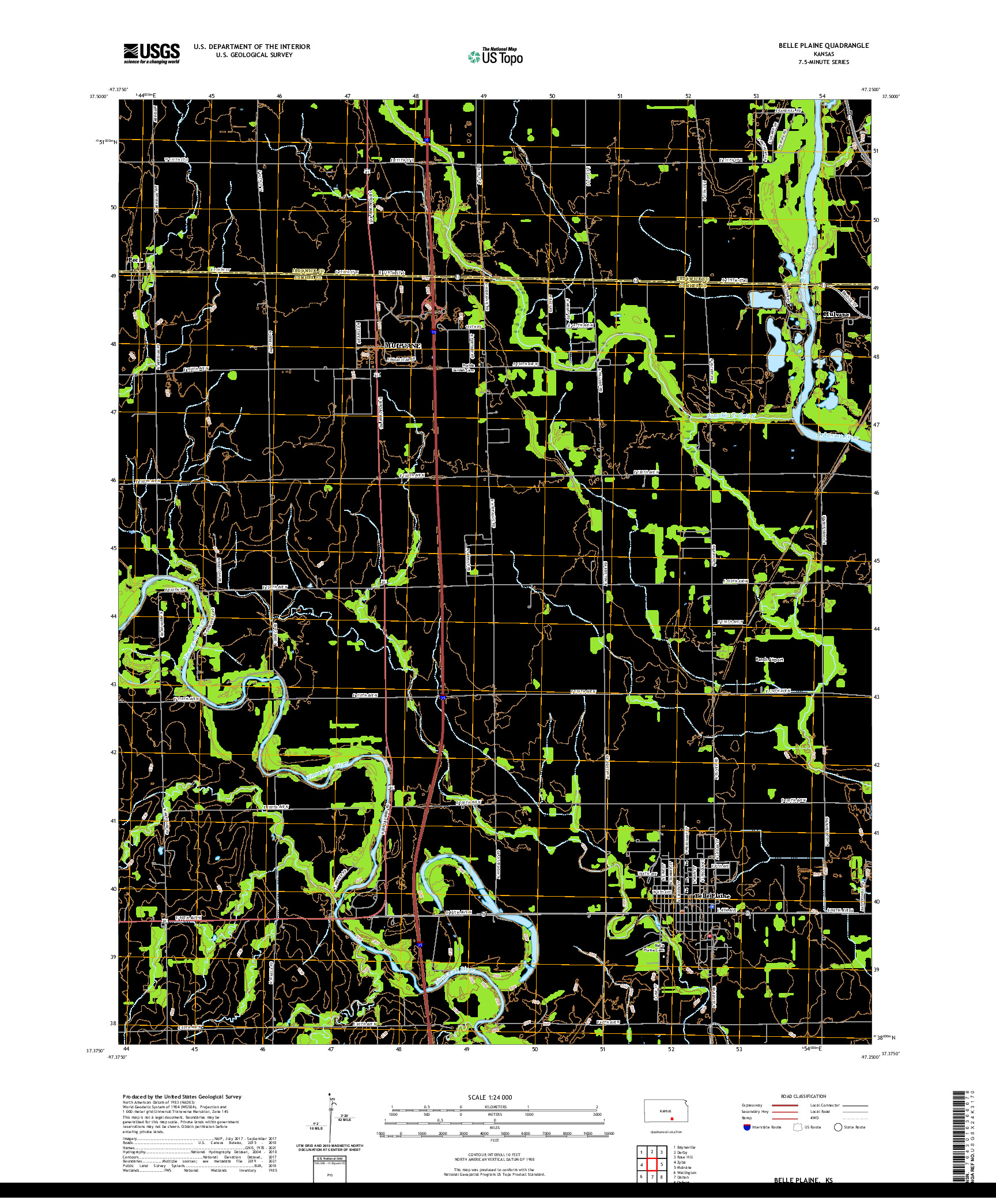 US TOPO 7.5-MINUTE MAP FOR BELLE PLAINE, KS