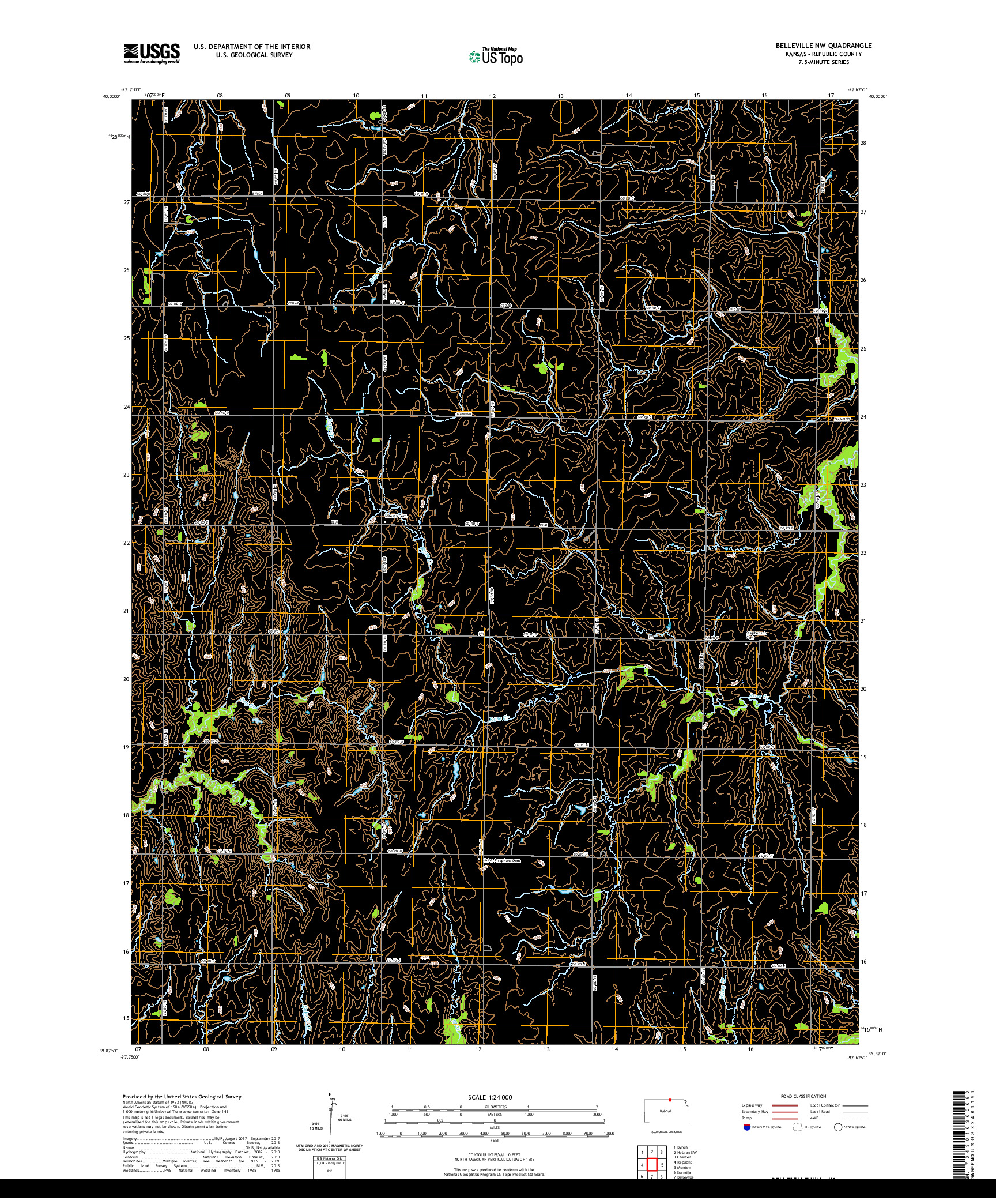 US TOPO 7.5-MINUTE MAP FOR BELLEVILLE NW, KS