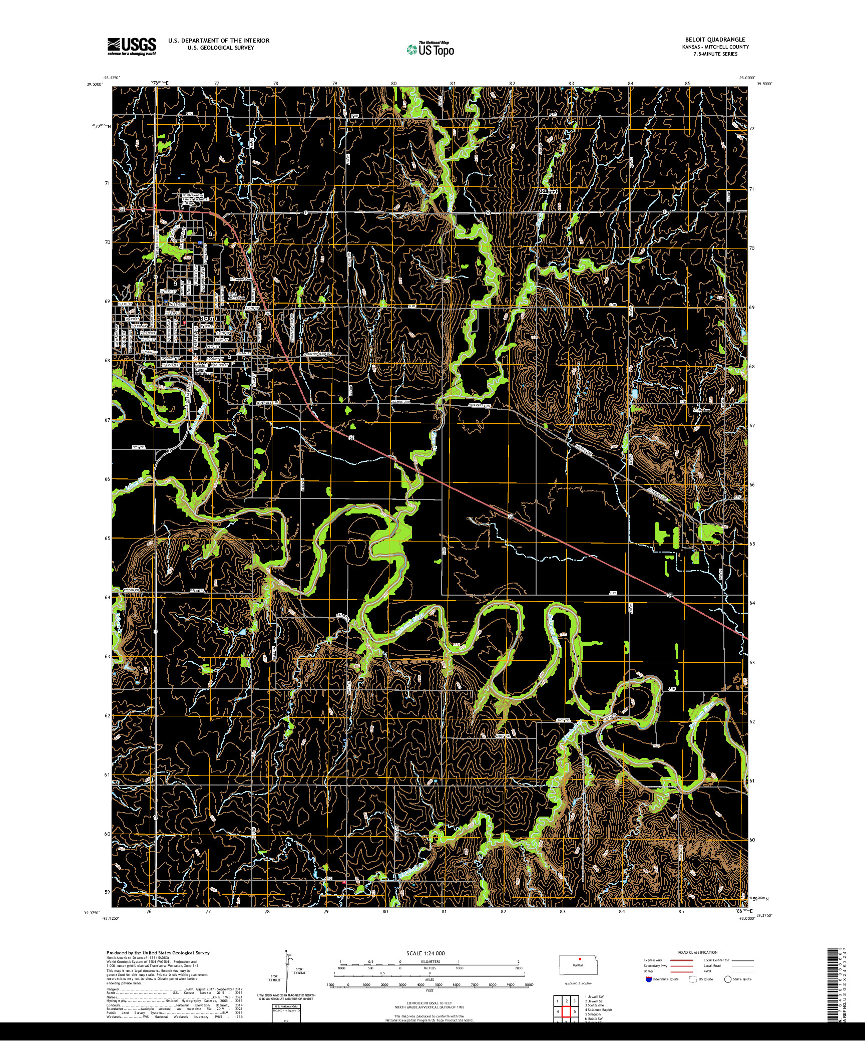 US TOPO 7.5-MINUTE MAP FOR BELOIT, KS