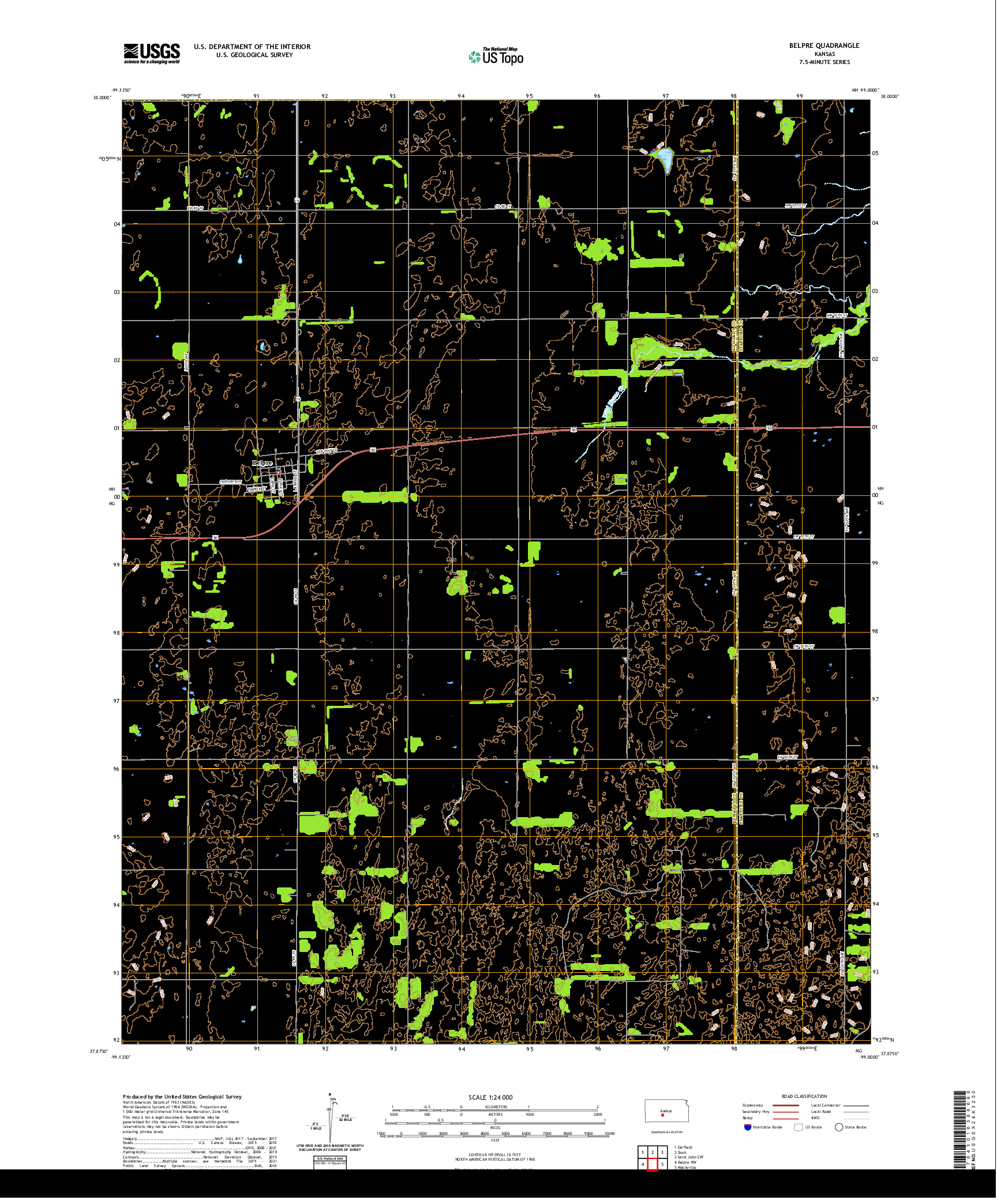 US TOPO 7.5-MINUTE MAP FOR BELPRE, KS