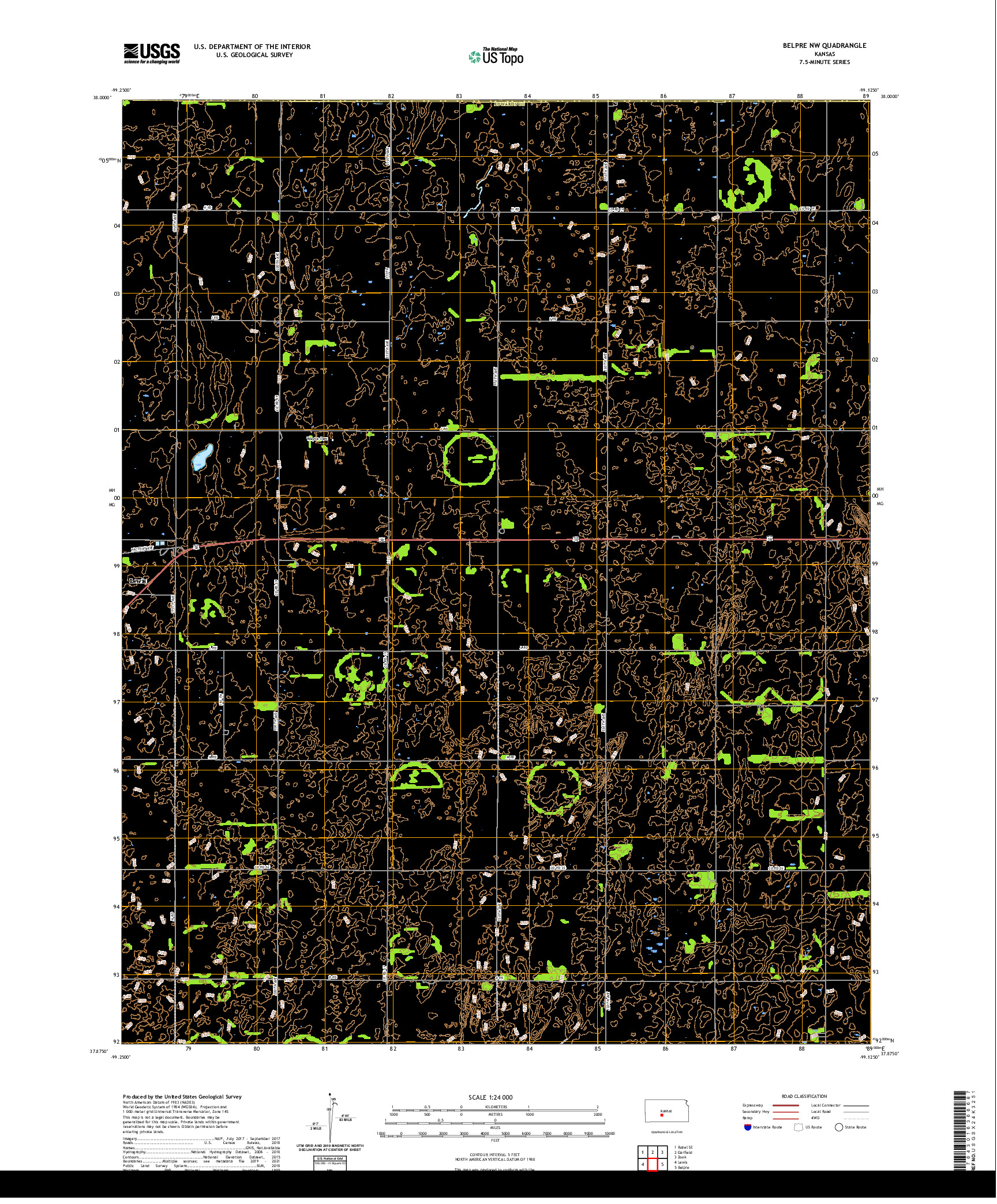 US TOPO 7.5-MINUTE MAP FOR BELPRE NW, KS