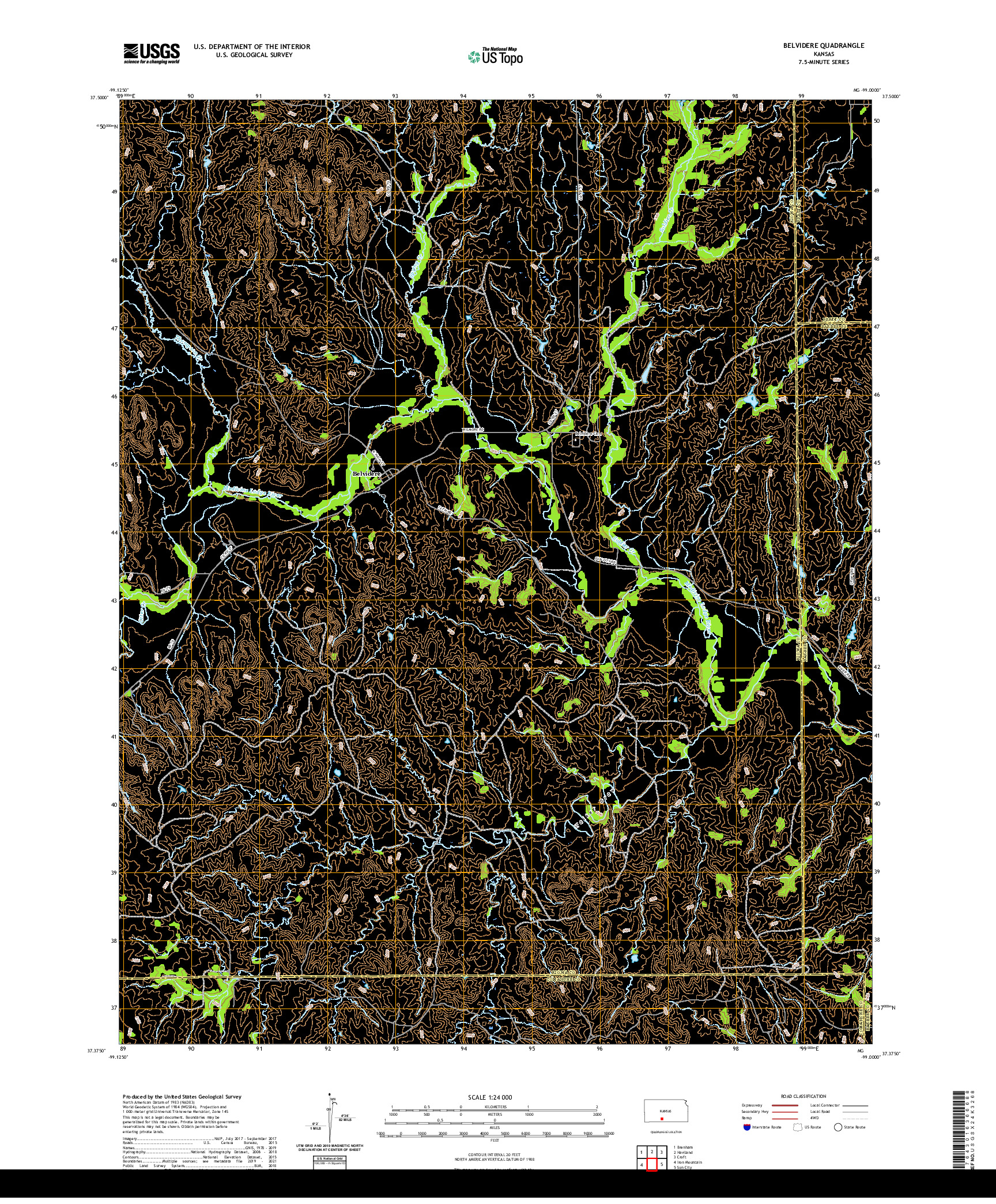 US TOPO 7.5-MINUTE MAP FOR BELVIDERE, KS