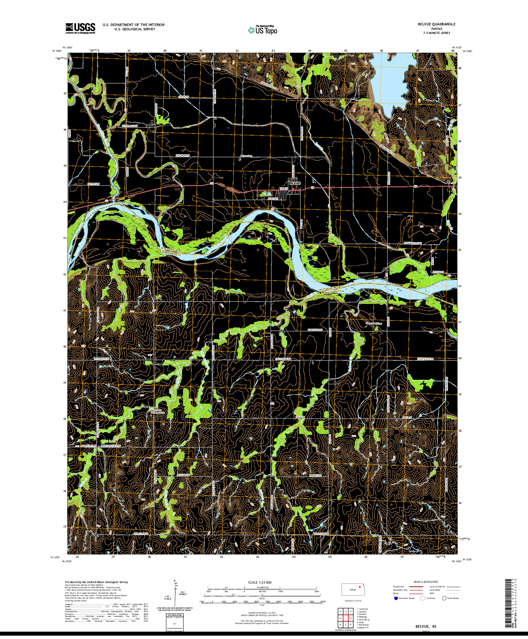 US TOPO 7.5-MINUTE MAP FOR BELVUE, KS