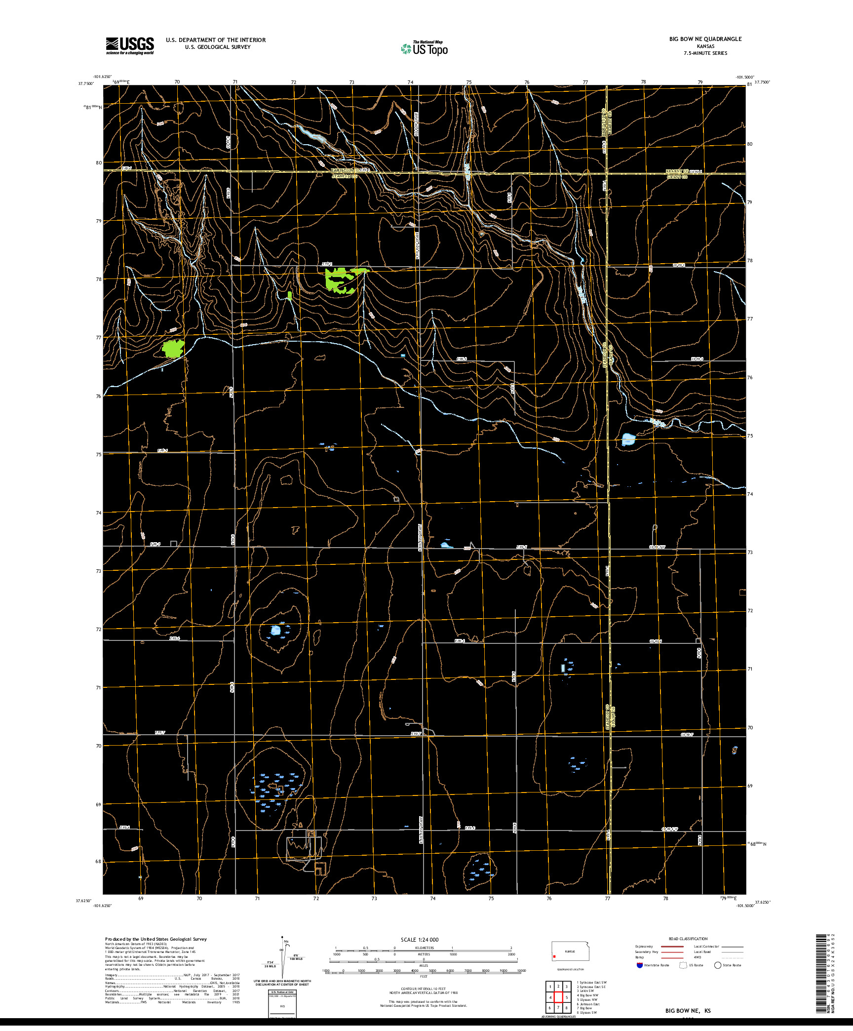 US TOPO 7.5-MINUTE MAP FOR BIG BOW NE, KS