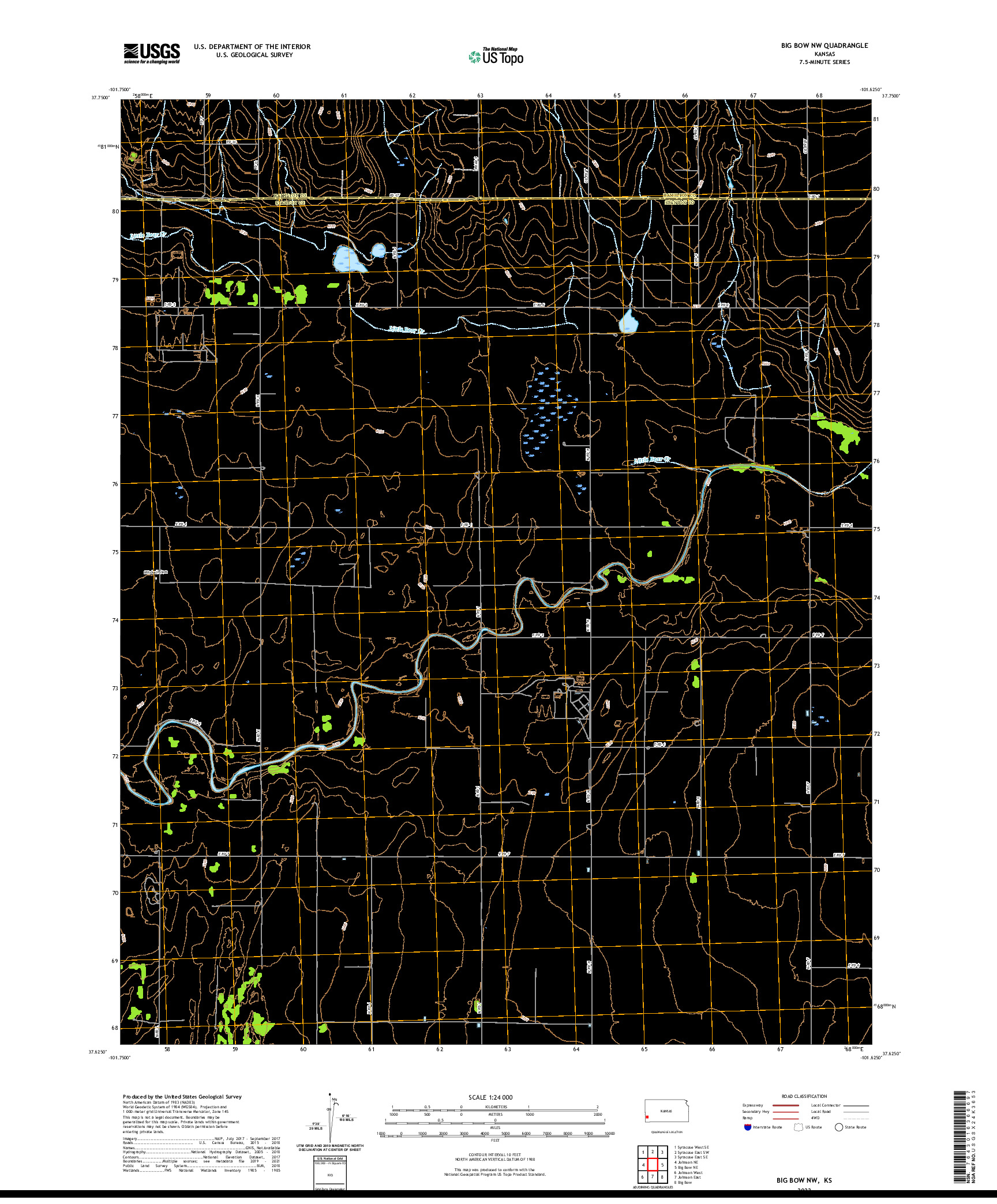 US TOPO 7.5-MINUTE MAP FOR BIG BOW NW, KS