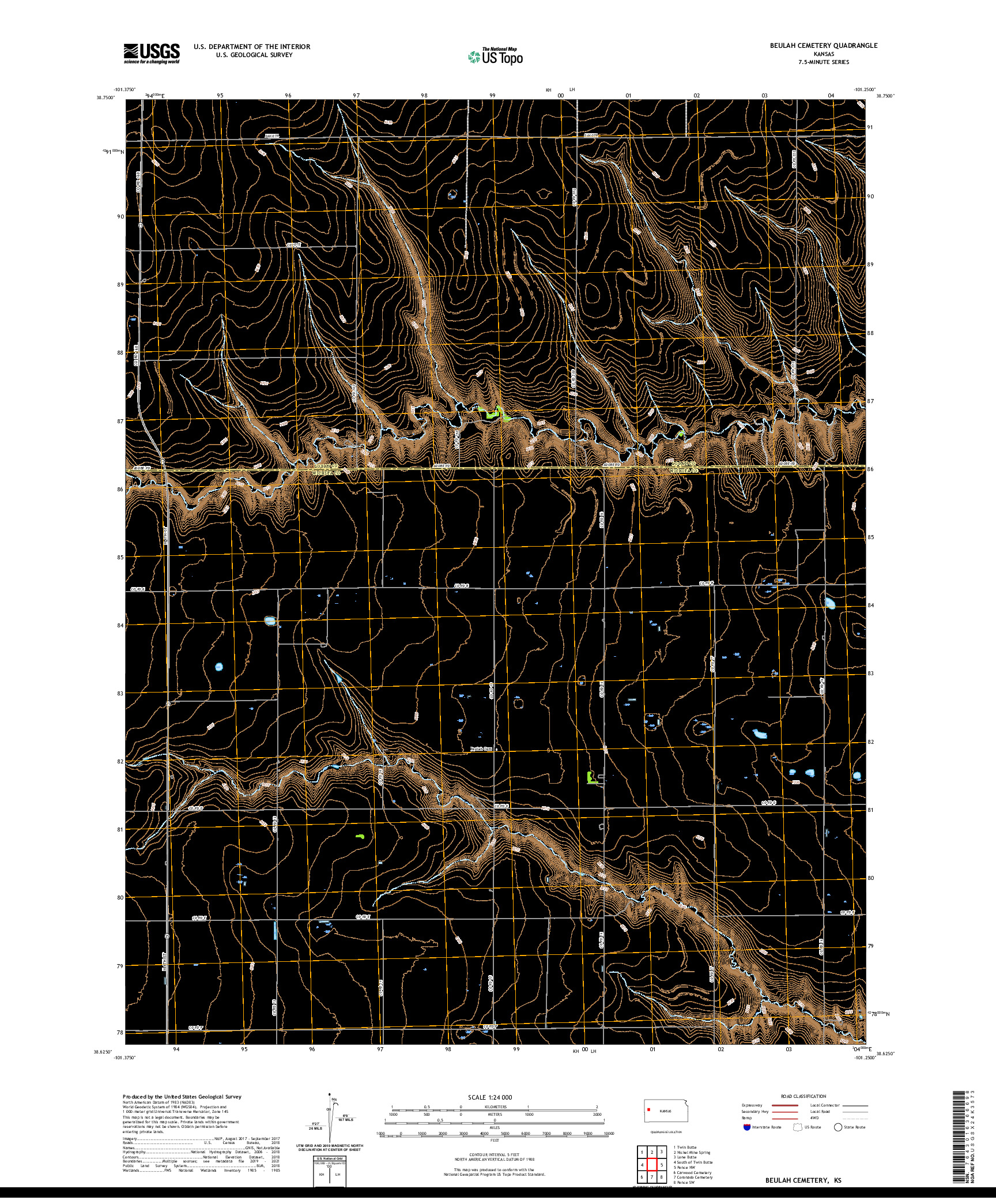 US TOPO 7.5-MINUTE MAP FOR BEULAH CEMETERY, KS