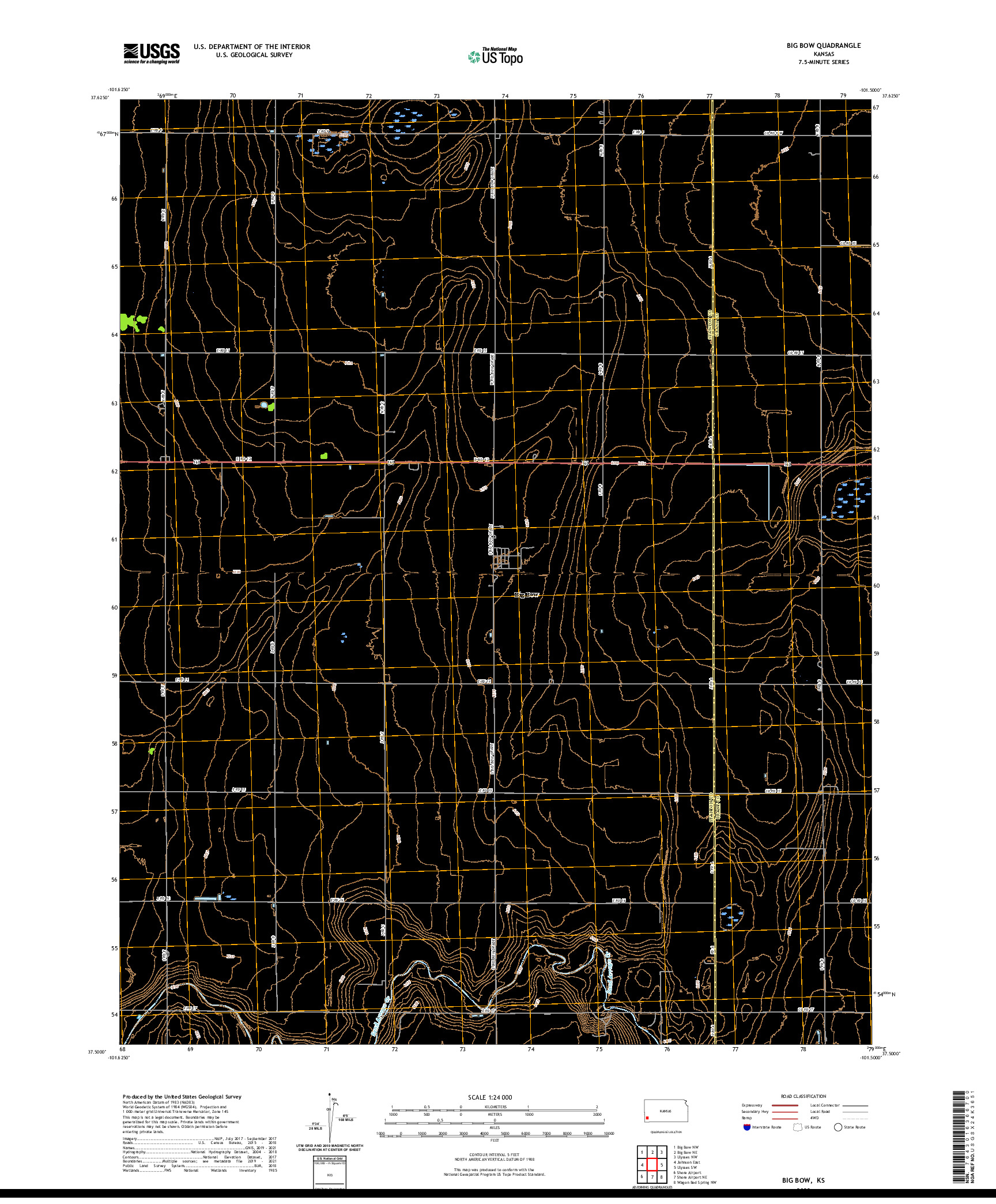 US TOPO 7.5-MINUTE MAP FOR BIG BOW, KS